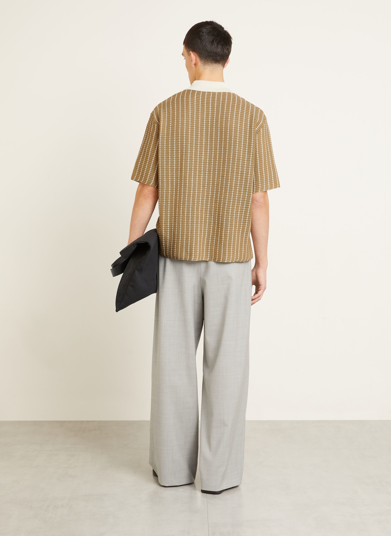 JIL SANDER Pletené polo tričko: VELBLOUDÍ / KRÉMOVÁ