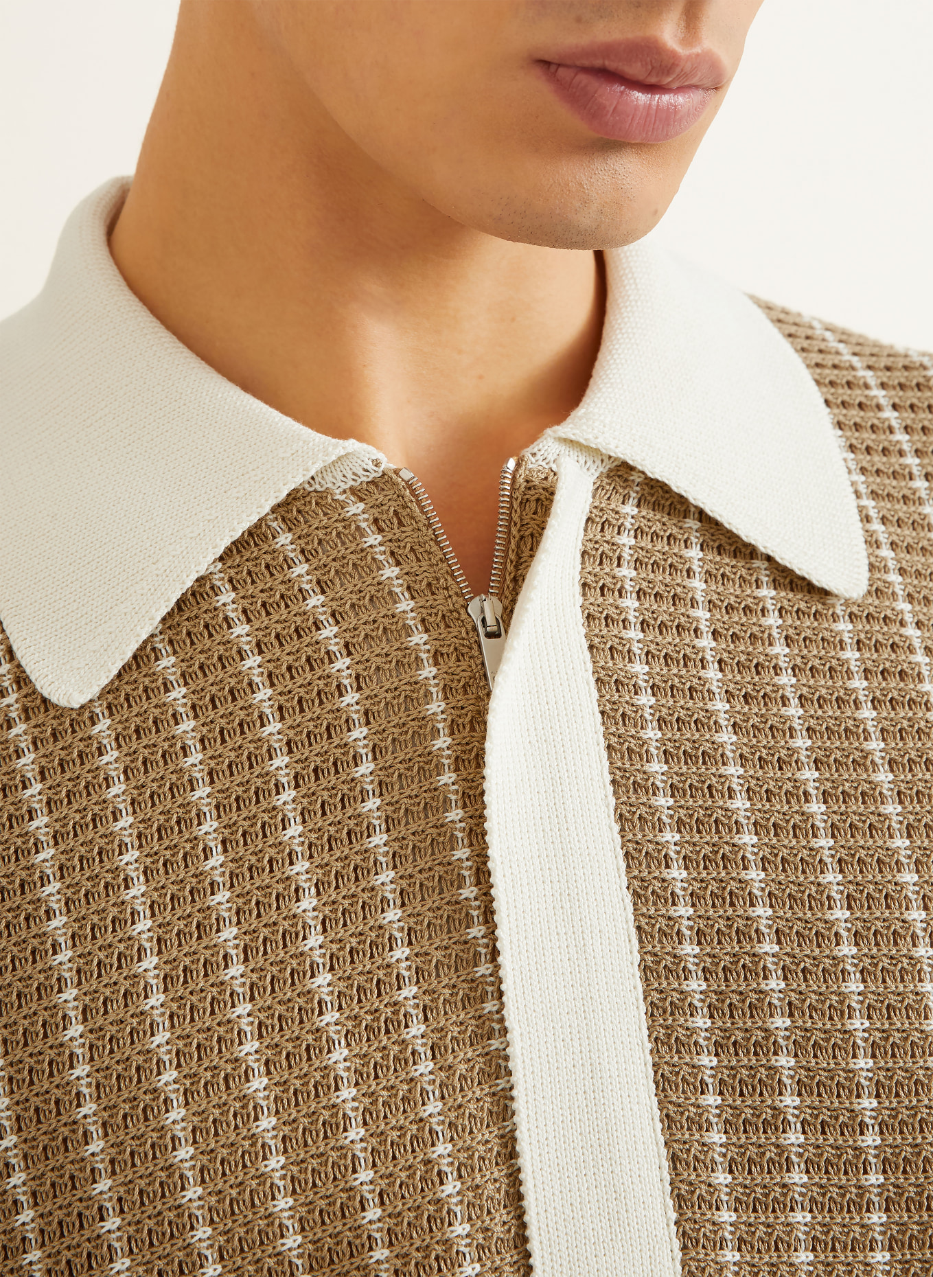 JIL SANDER Pletené polo tričko: VELBLOUDÍ / KRÉMOVÁ