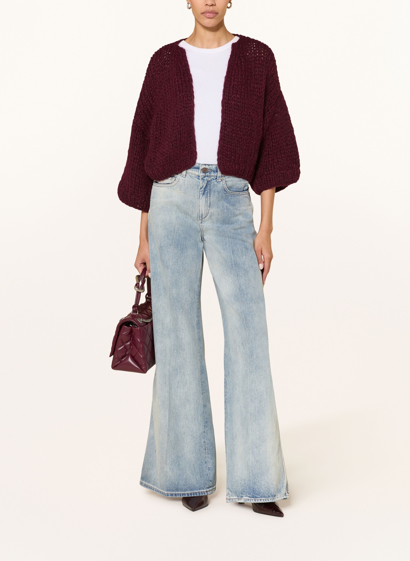 MAIAMI Strickhülle aus Alpaka mit 3/4-Arm: DUNKELROT