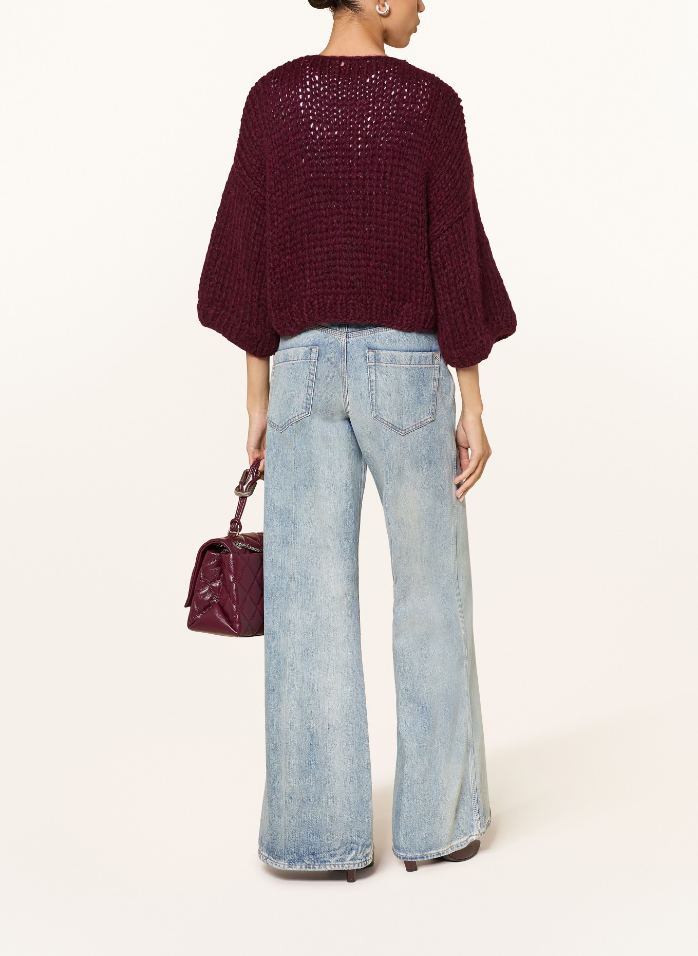 MAIAMI Strickhülle aus Alpaka mit 3/4-Arm: DUNKELROT