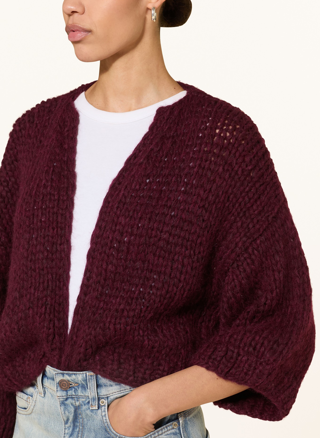 MAIAMI Strickhülle aus Alpaka mit 3/4-Arm: DUNKELROT