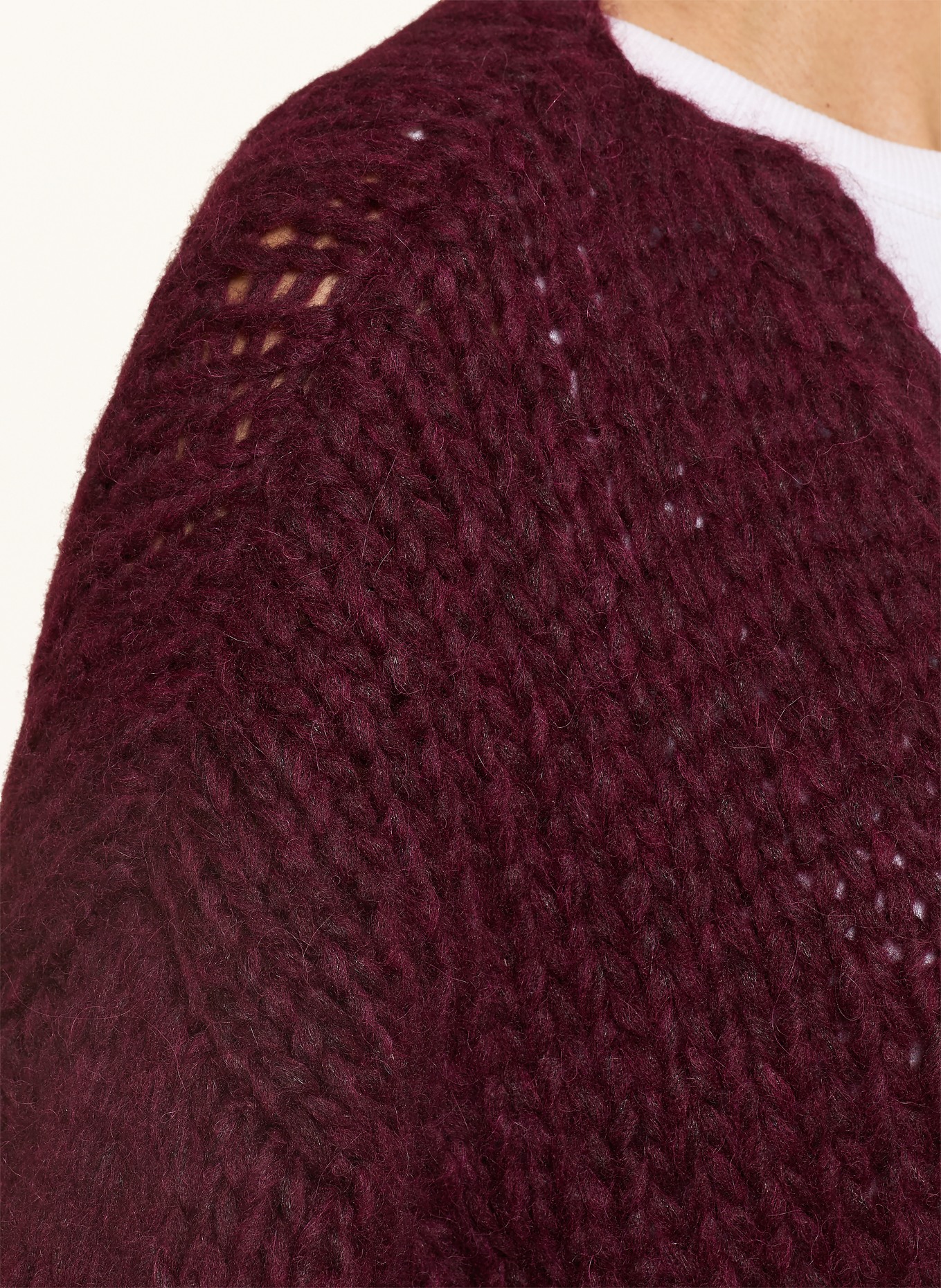 MAIAMI Strickhülle aus Alpaka mit 3/4-Arm: DUNKELROT