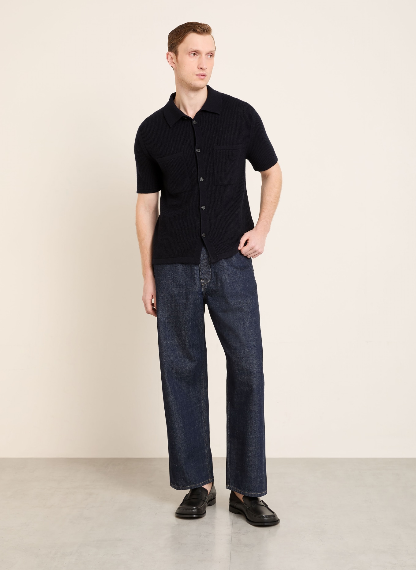 IRIS von ARNIM Strickhemd AURELIAN Comfort Fit aus Cashmere: DUNKELBLAU