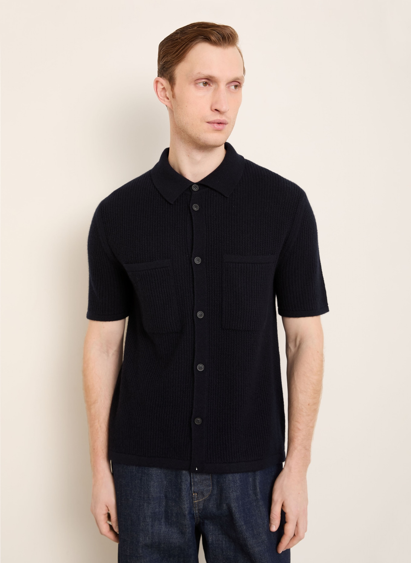 IRIS von ARNIM Strickhemd AURELIAN Comfort Fit aus Cashmere: DUNKELBLAU