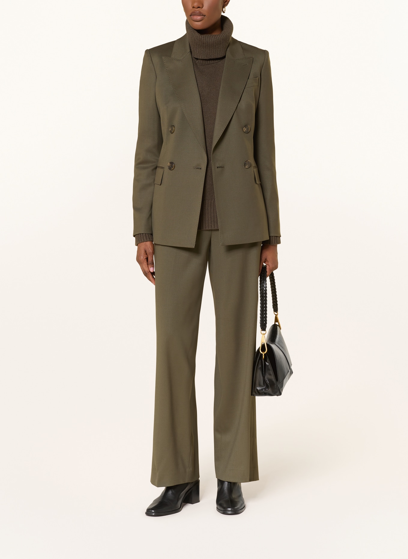 REISS SOLENE Wide leg trousers: KHAKI