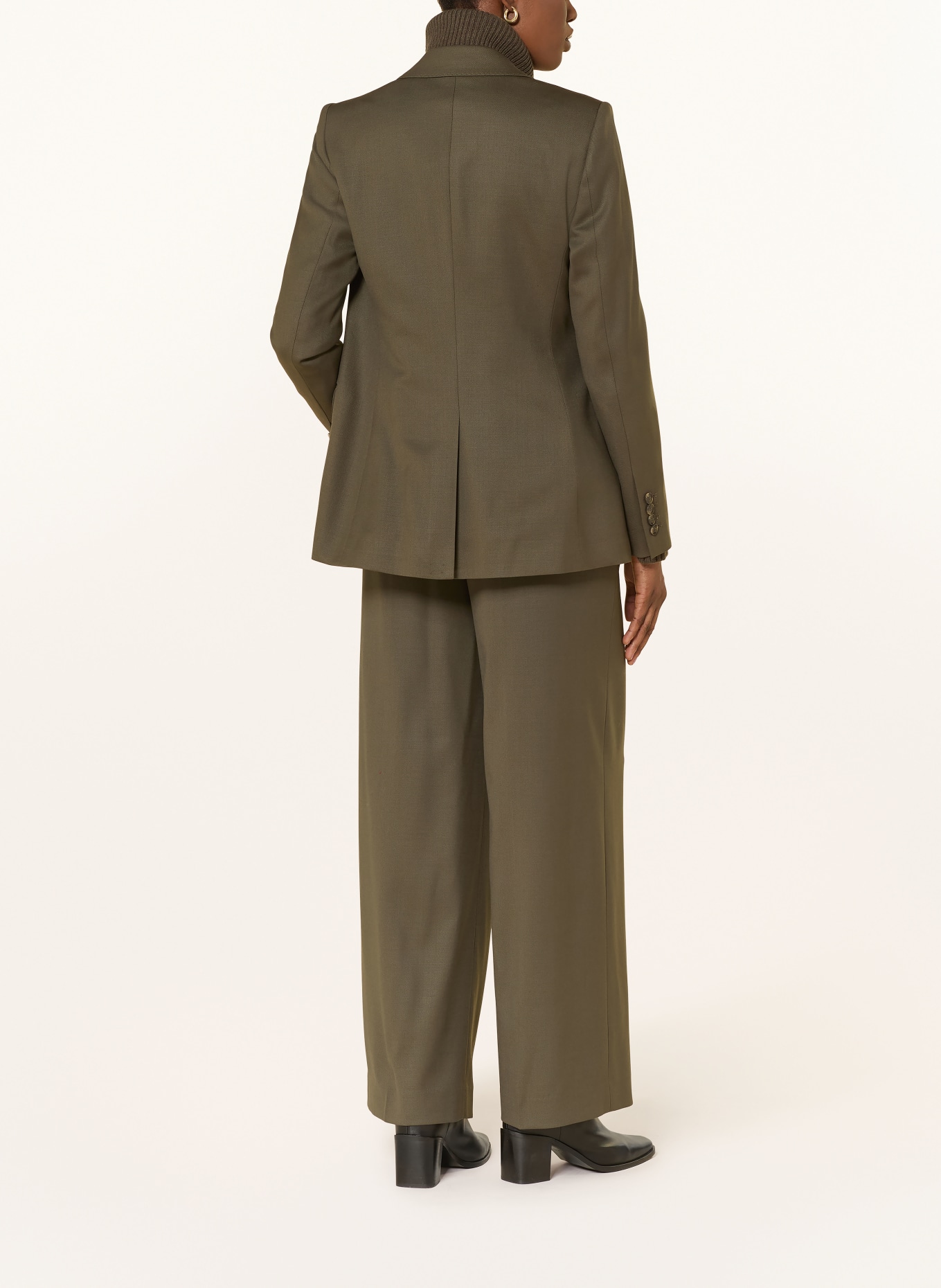 REISS SOLENE Wide leg trousers: KHAKI