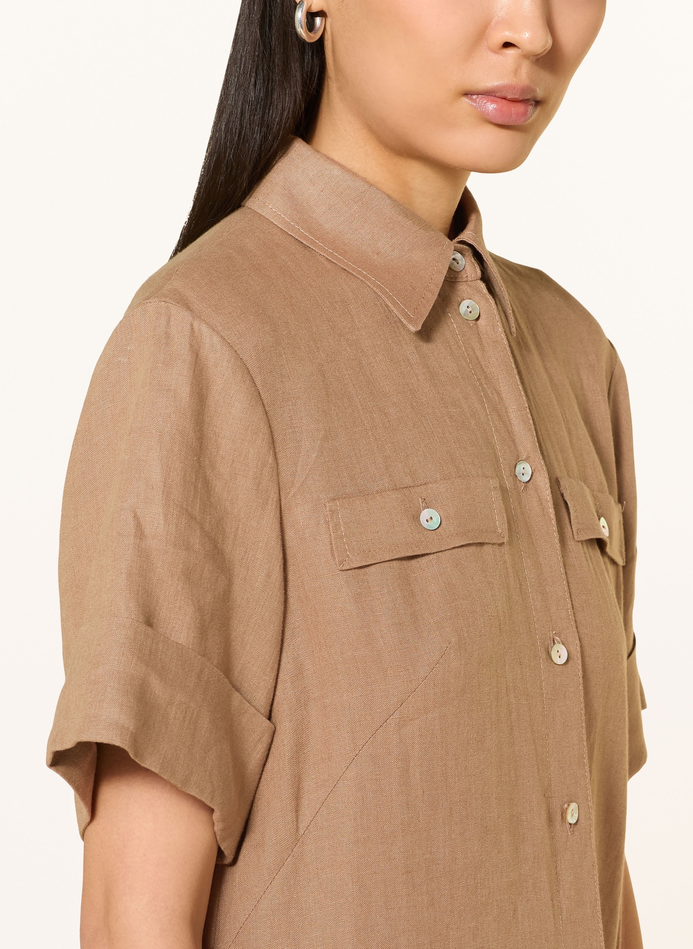 RIANI Linnen overhemdjurk: BRUIN