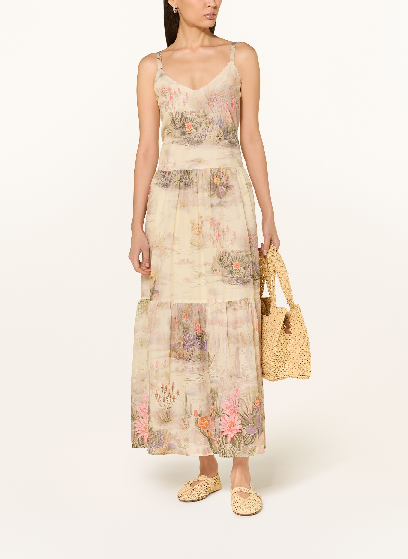 RIANI Kleid mit Rüschen: HELLGELB / ORANGE / GRÜN