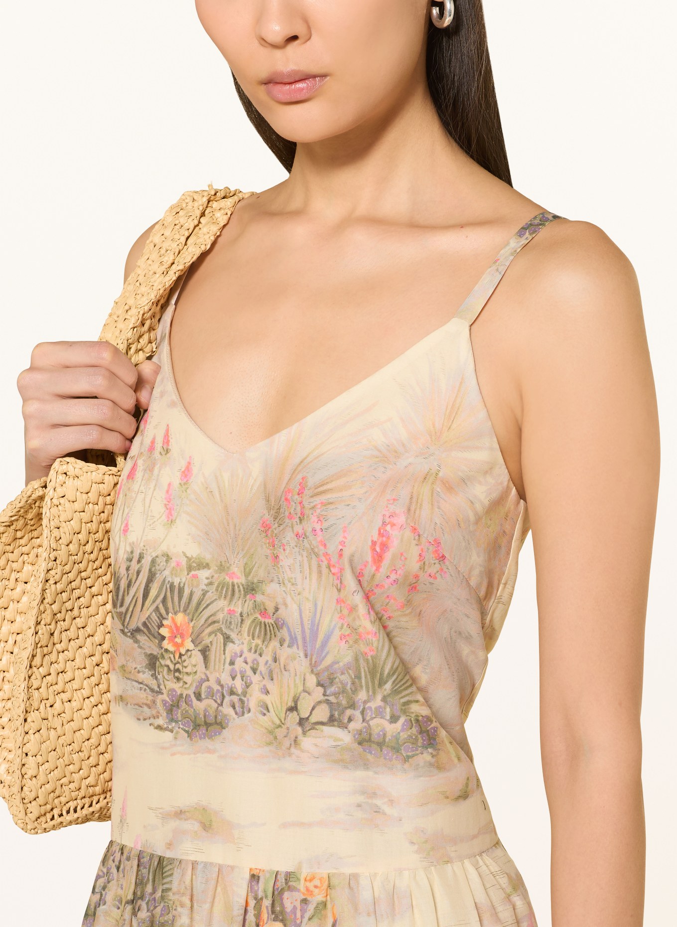 RIANI Kleid mit Rüschen: HELLGELB / ORANGE / GRÜN