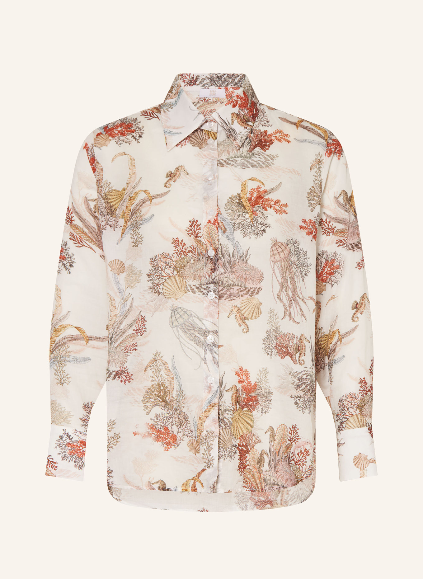 RIANI košile: BÍLÁ / HNĚDÁ / TMAVĚ ČERVENÁ