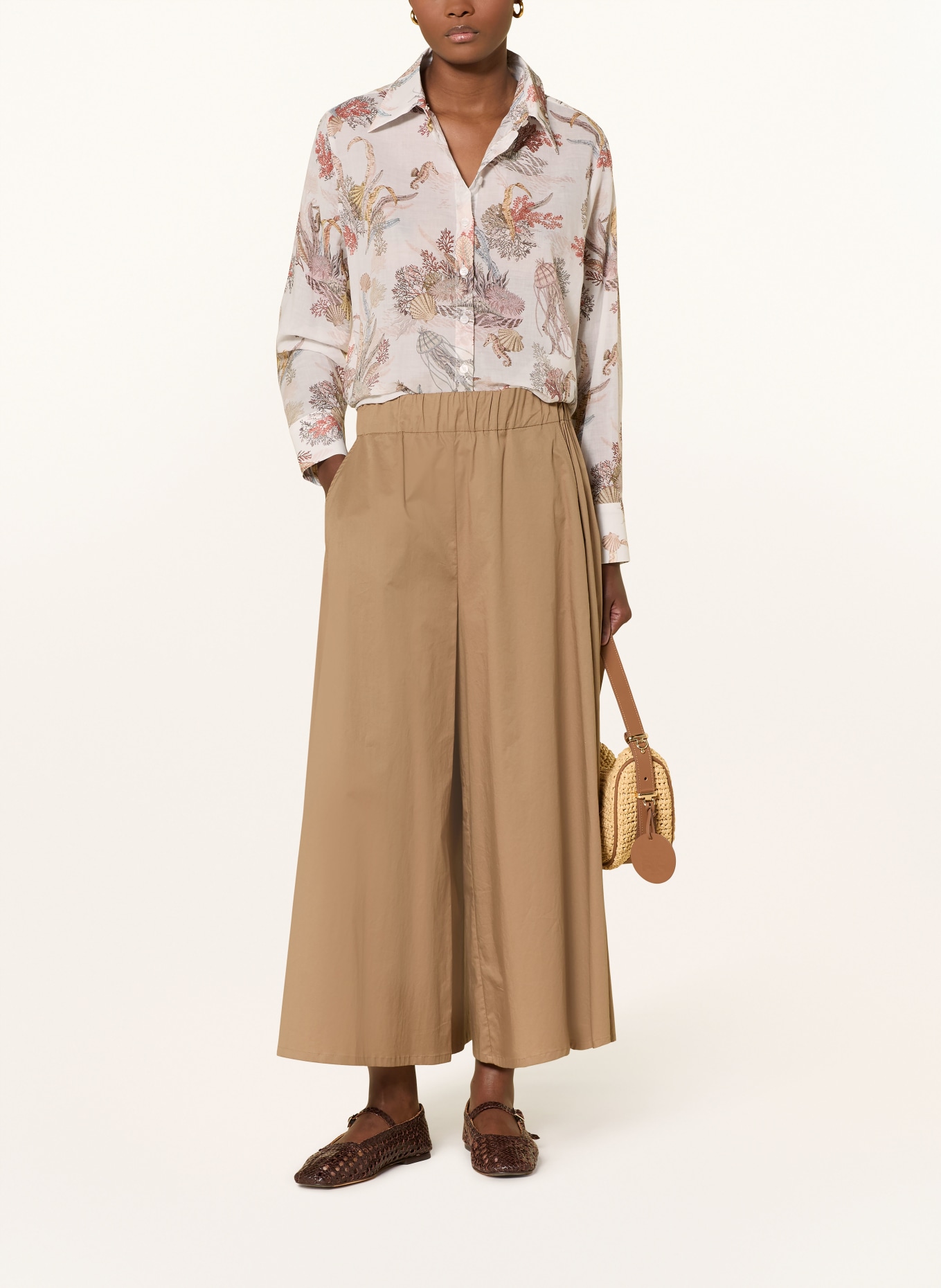 RIANI košile: BÍLÁ / HNĚDÁ / TMAVĚ ČERVENÁ