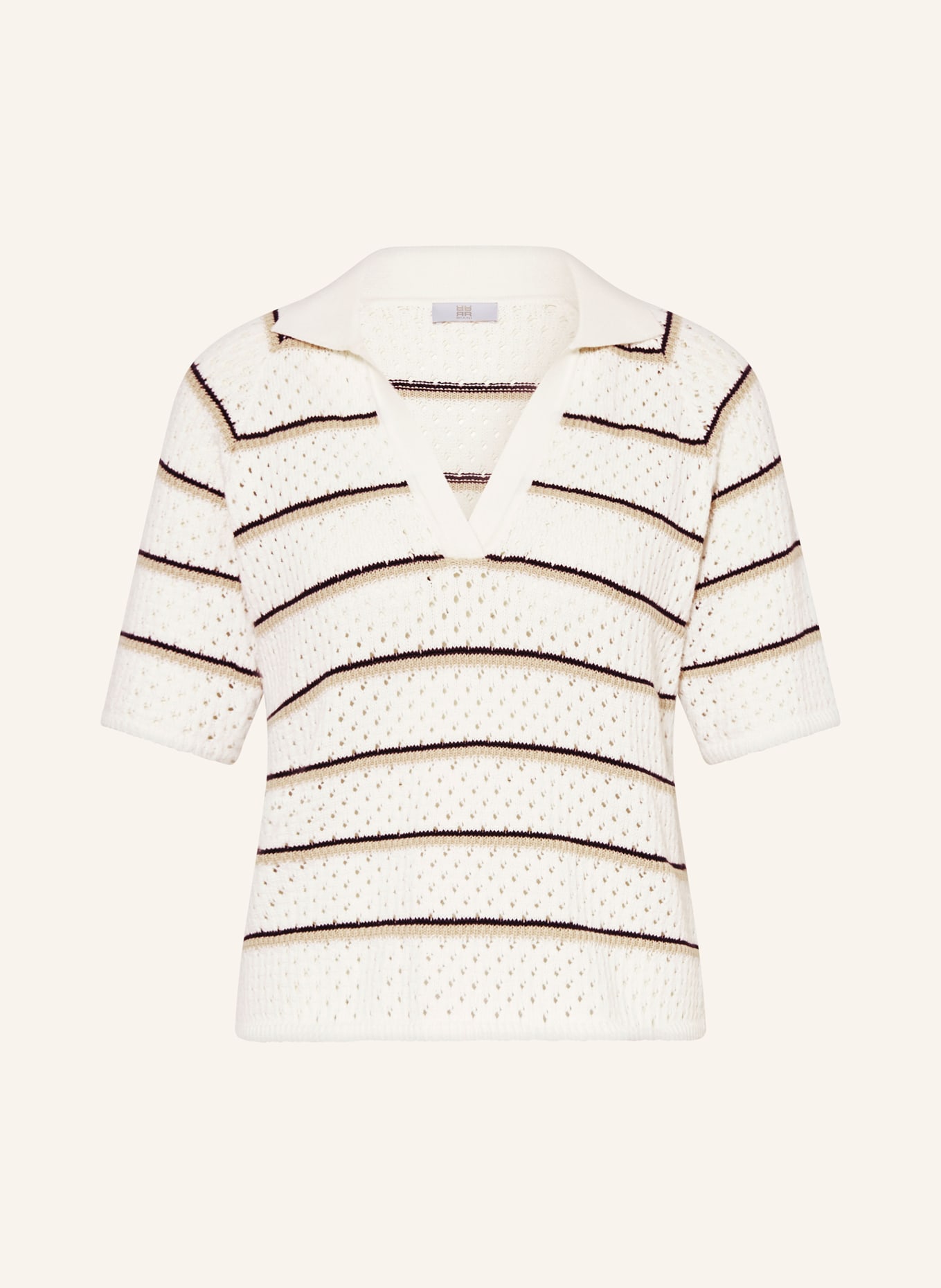 RIANI Strick-Poloshirt: WEISS / BEIGE / SCHWARZ