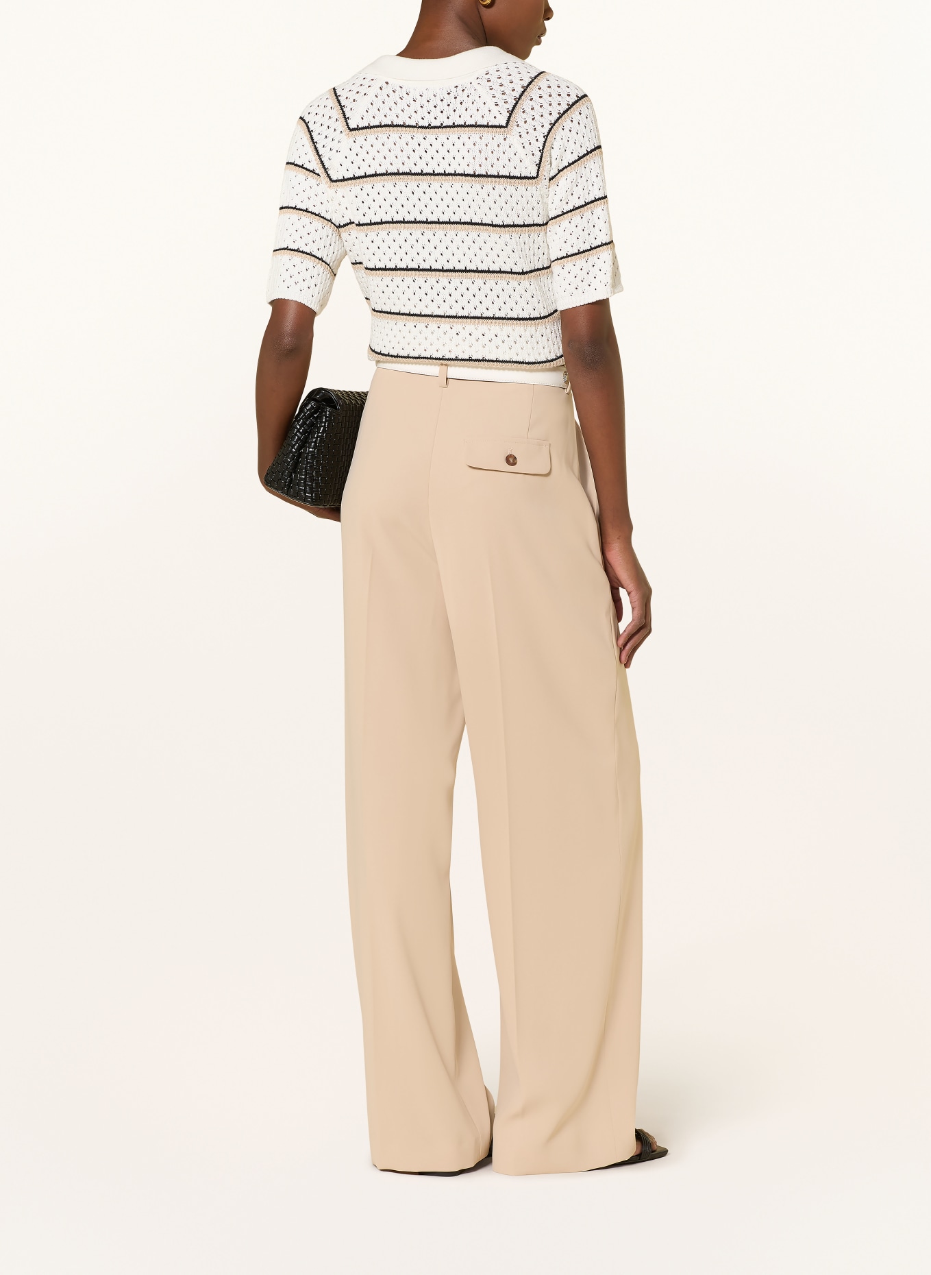 RIANI Strick-Poloshirt: WEISS / BEIGE / SCHWARZ