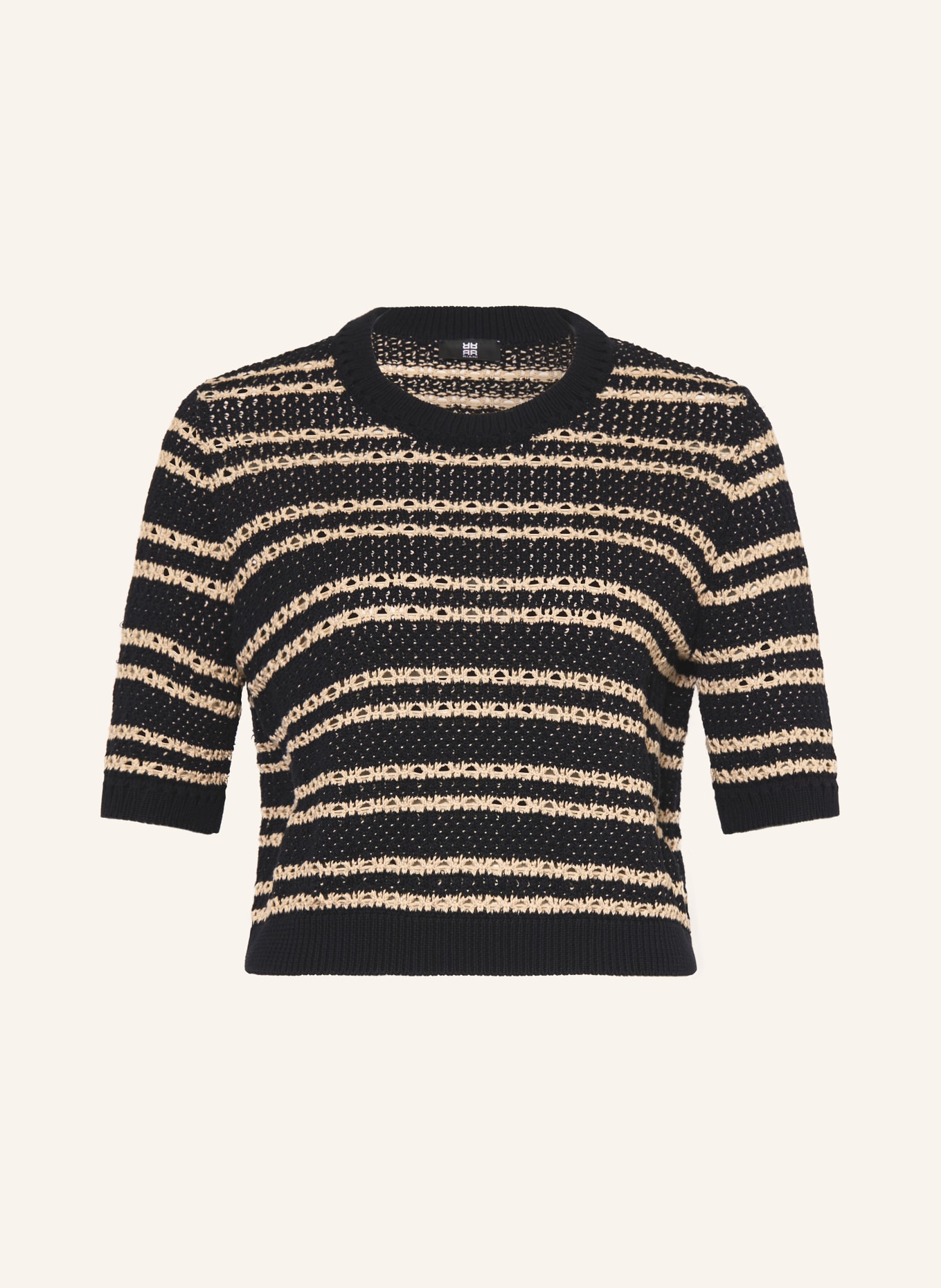 RIANI pletené tričko: ČERNÁ / BÉŽOVÁ