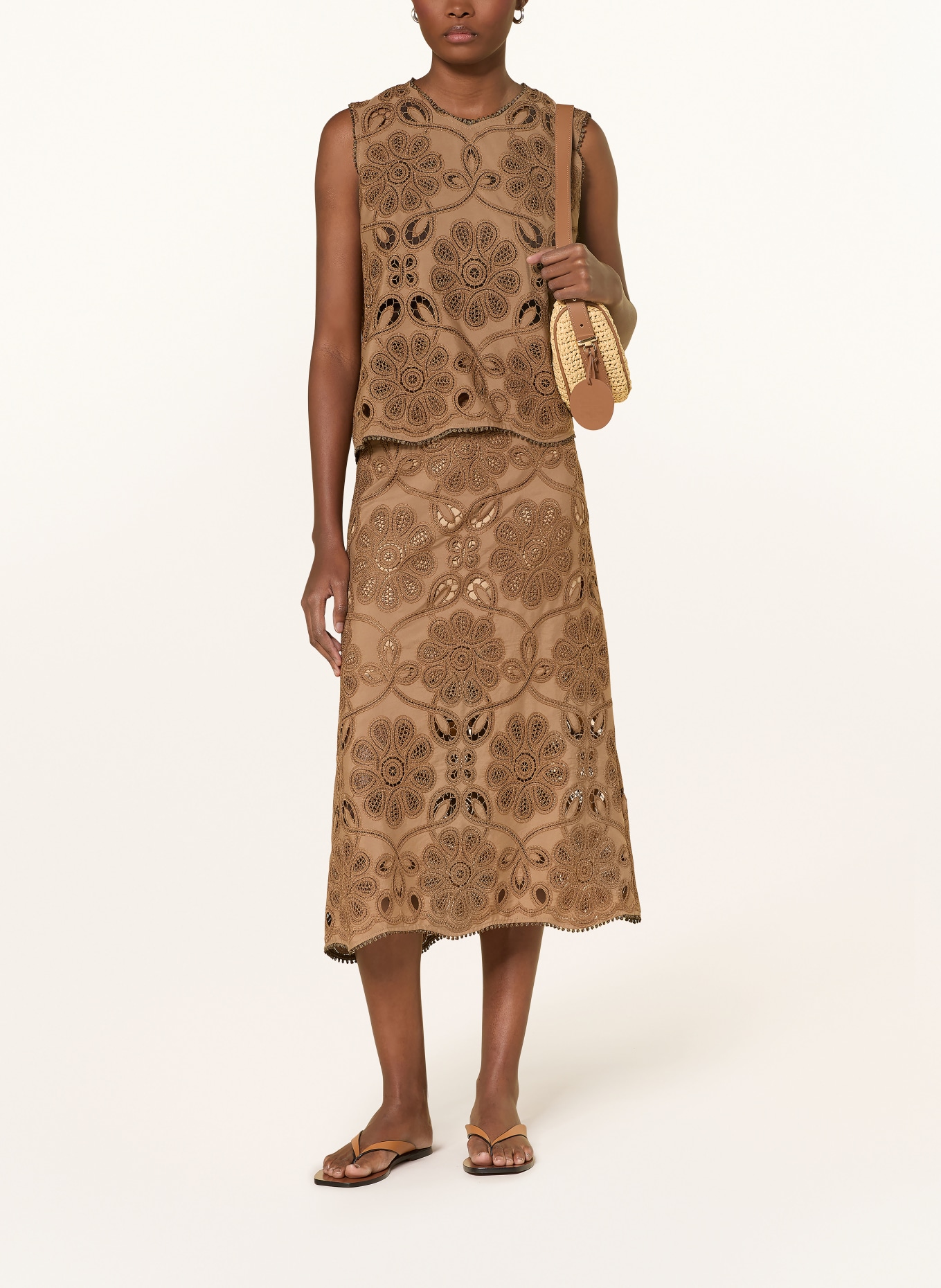 RIANI Spitzenrock: BRAUN