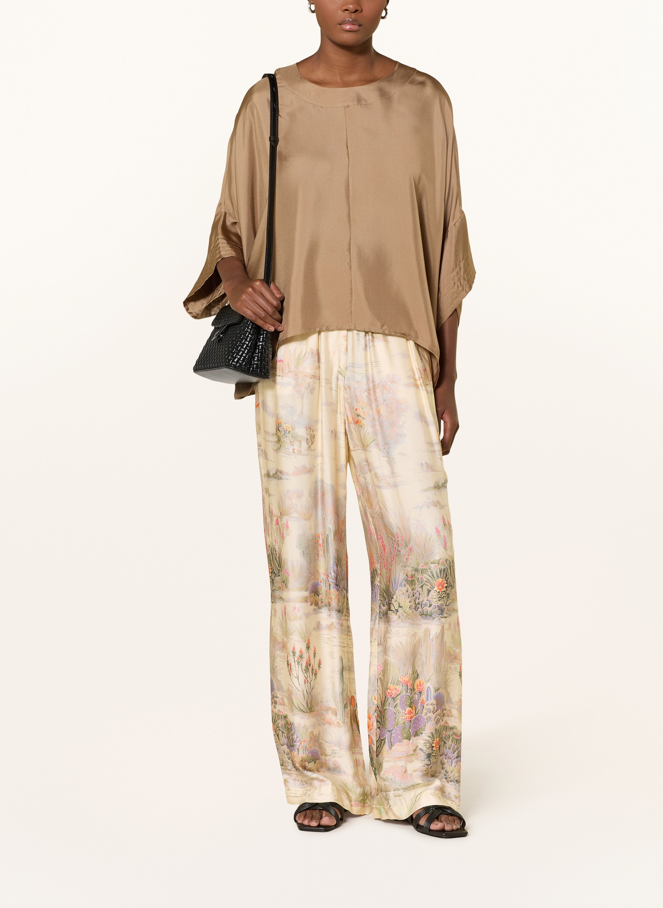 RIANI Marlenehose aus Satin: HELLGELB / LILA / ORANGE