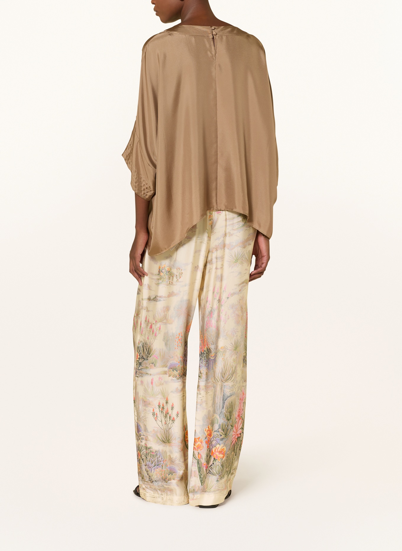 RIANI Marlenehose aus Satin: HELLGELB / LILA / ORANGE