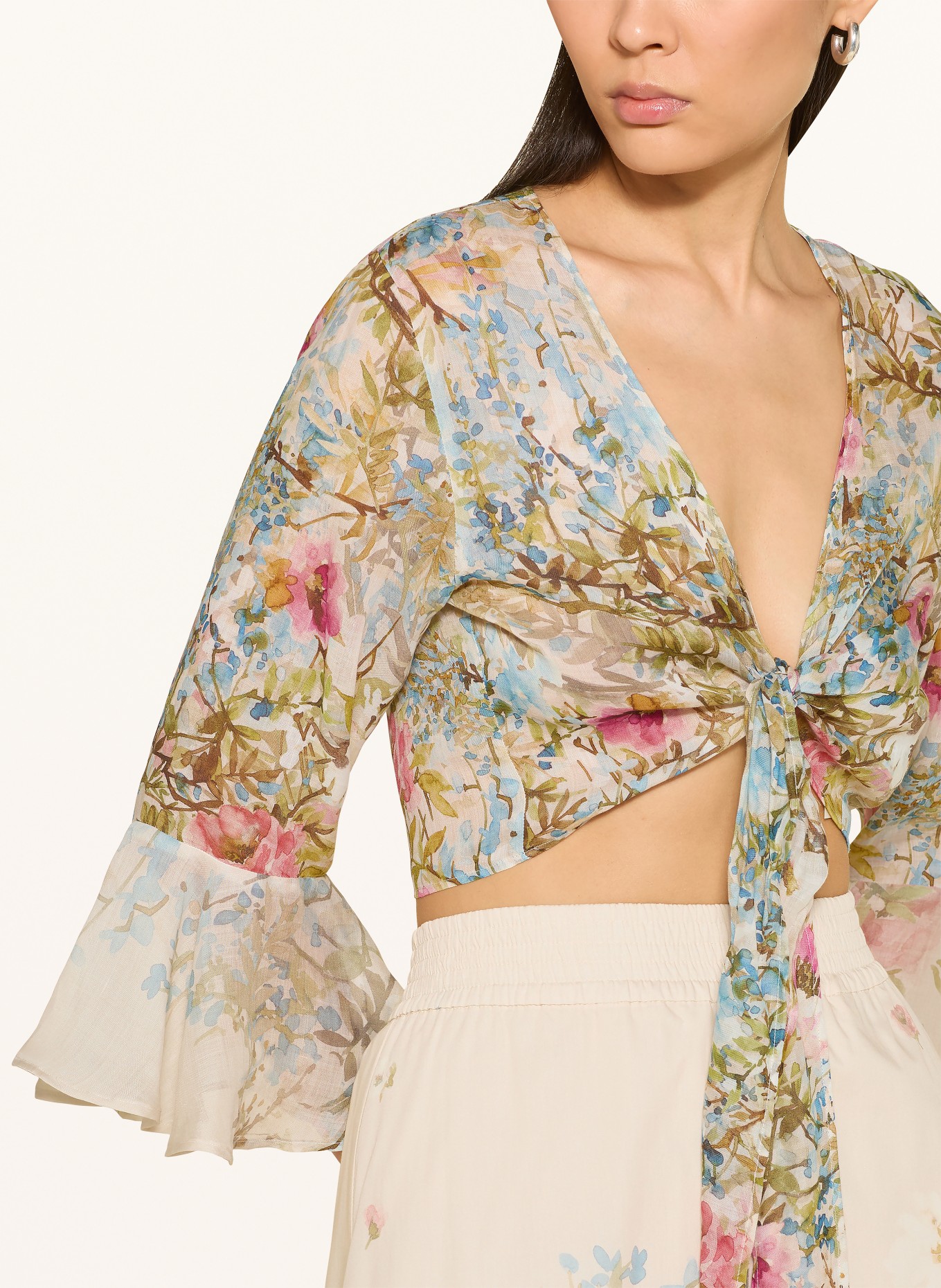 RIANI Cropped-Bluse: GRÜN / LILA / BLAU