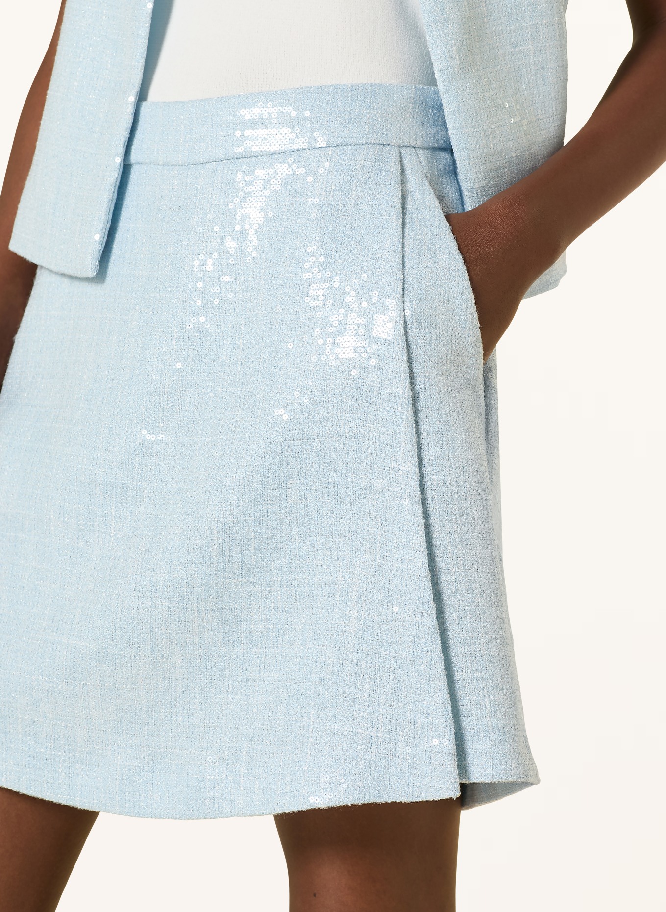 RIANI Rock mit Pailletten: HELLBLAU