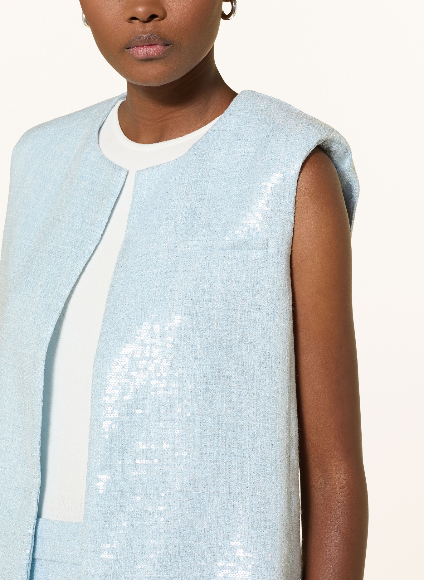 RIANI Blazerweste mit Pailletten: HELLBLAU