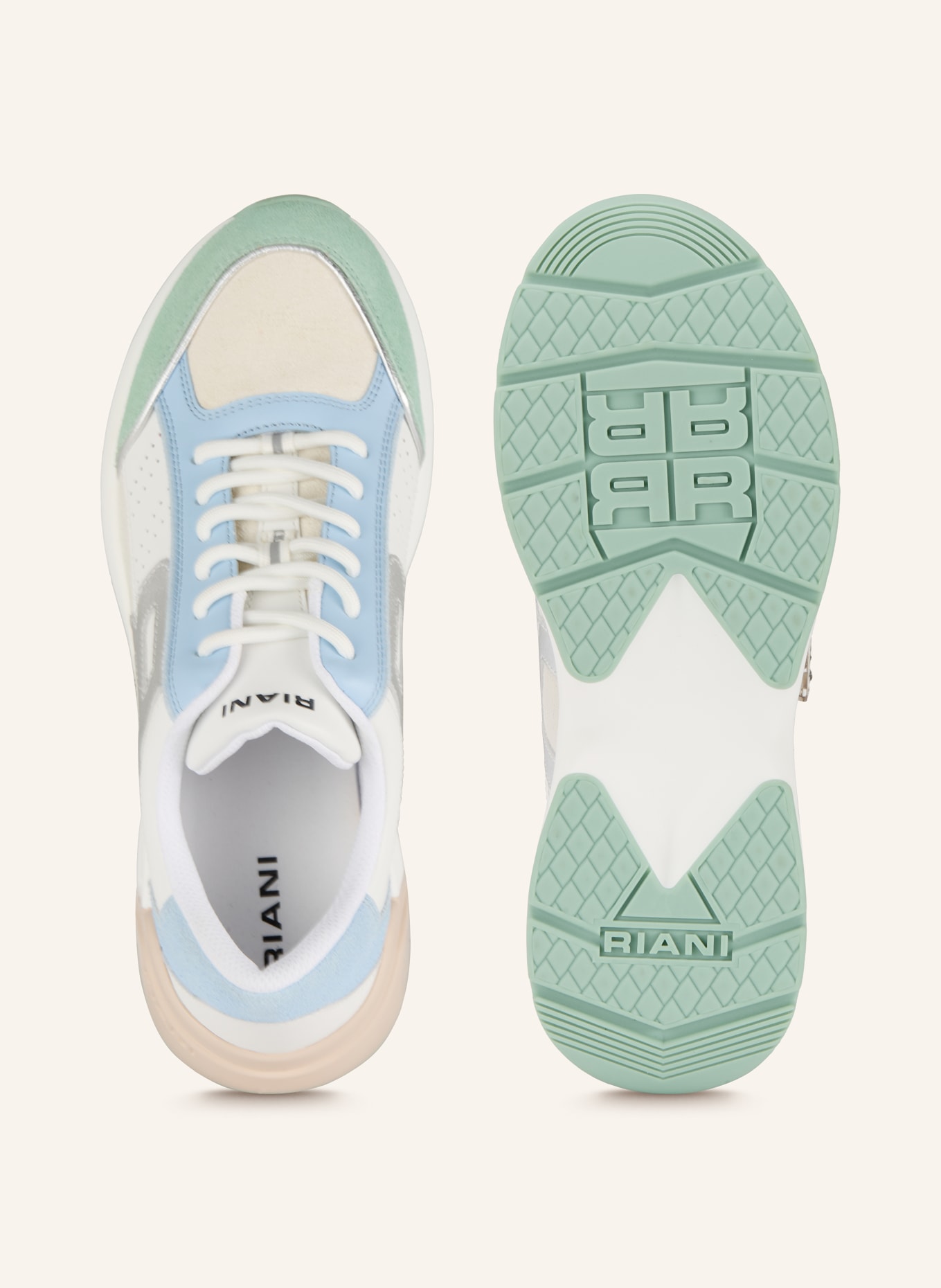 RIANI sneaker: WHITE / MINT / LIGHT BLUE