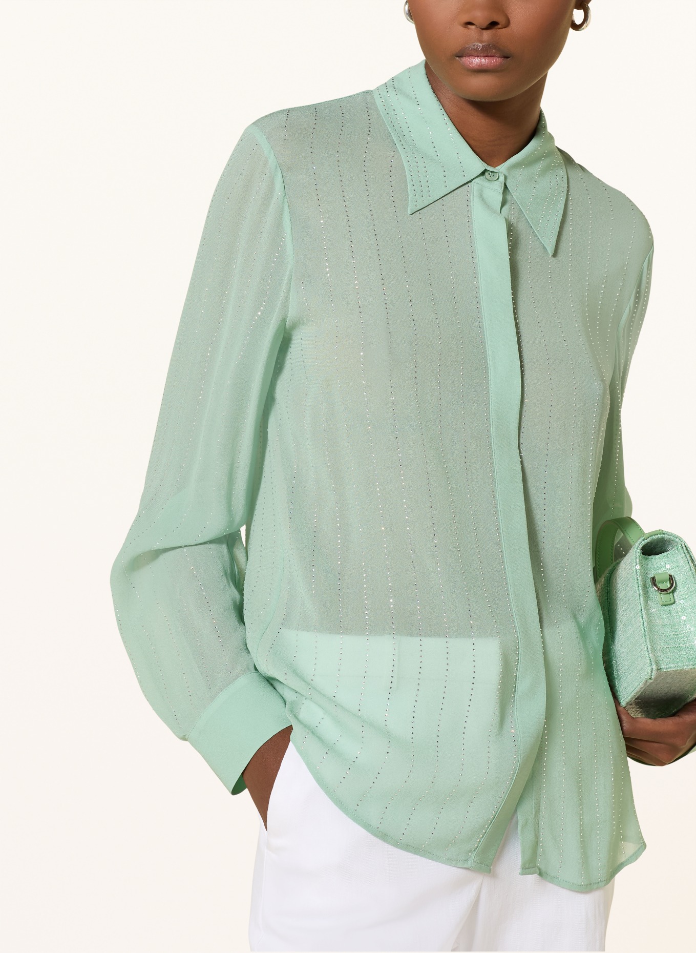 RIANI Overhemdblouse met sierstenen: LICHTGROEN