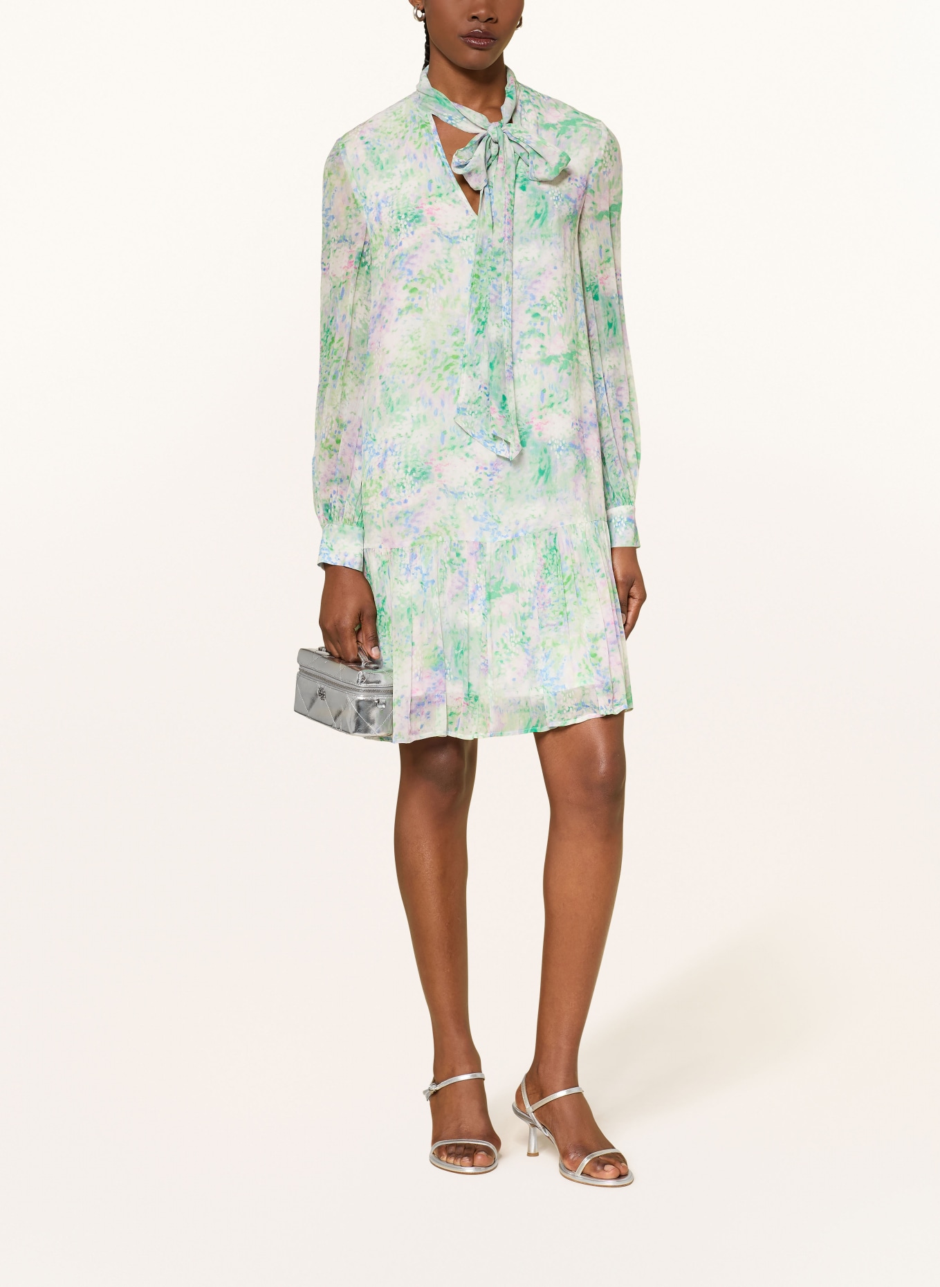 RIANI Schluppenkleid mit Rüschen: GRÜN / LILA / BLAU