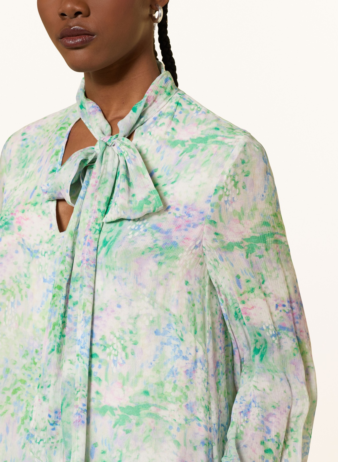 RIANI Schluppenkleid mit Rüschen: GRÜN / LILA / BLAU