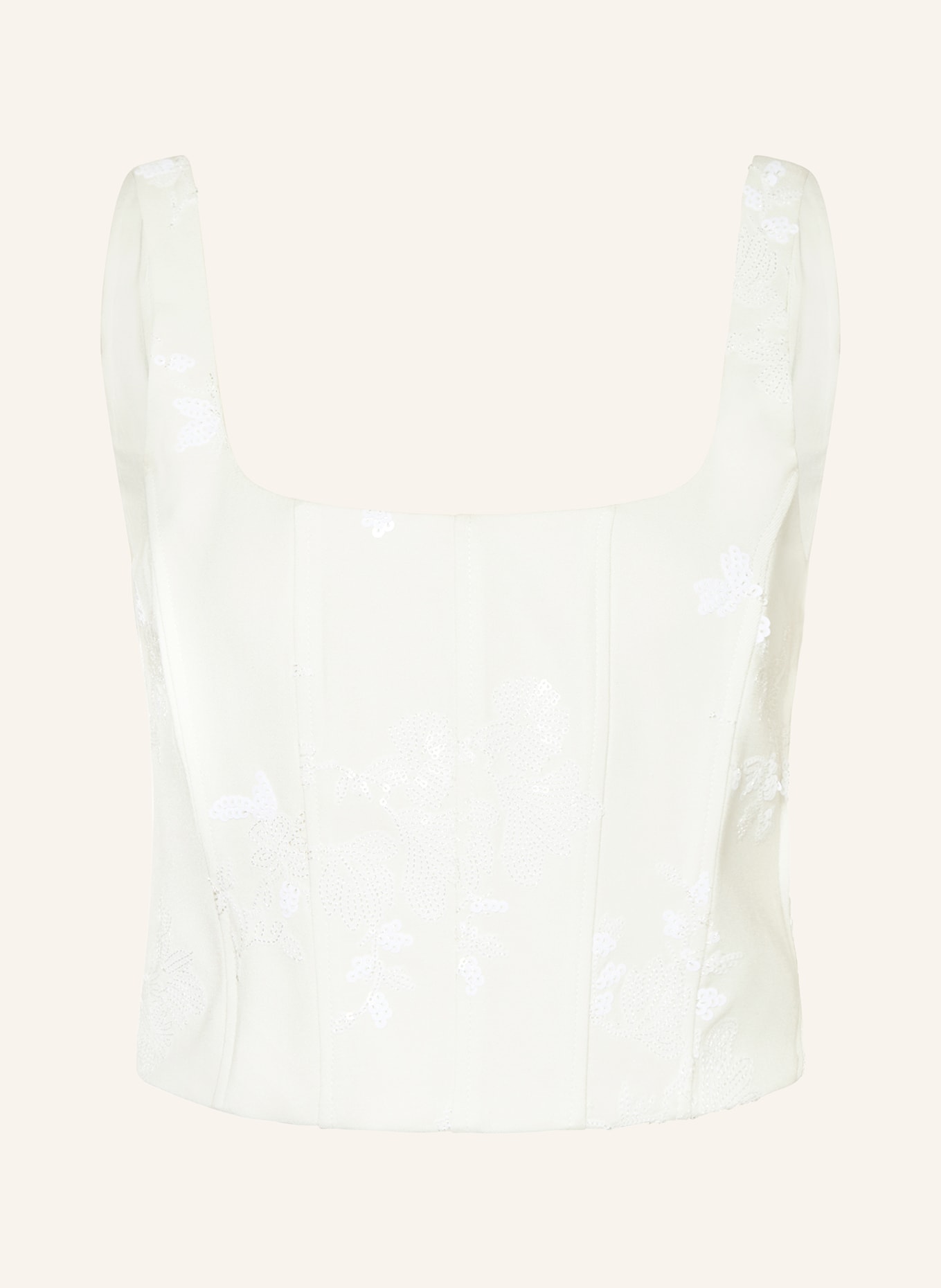 RIANI Cropped-Top mit Pailletten: ECRU