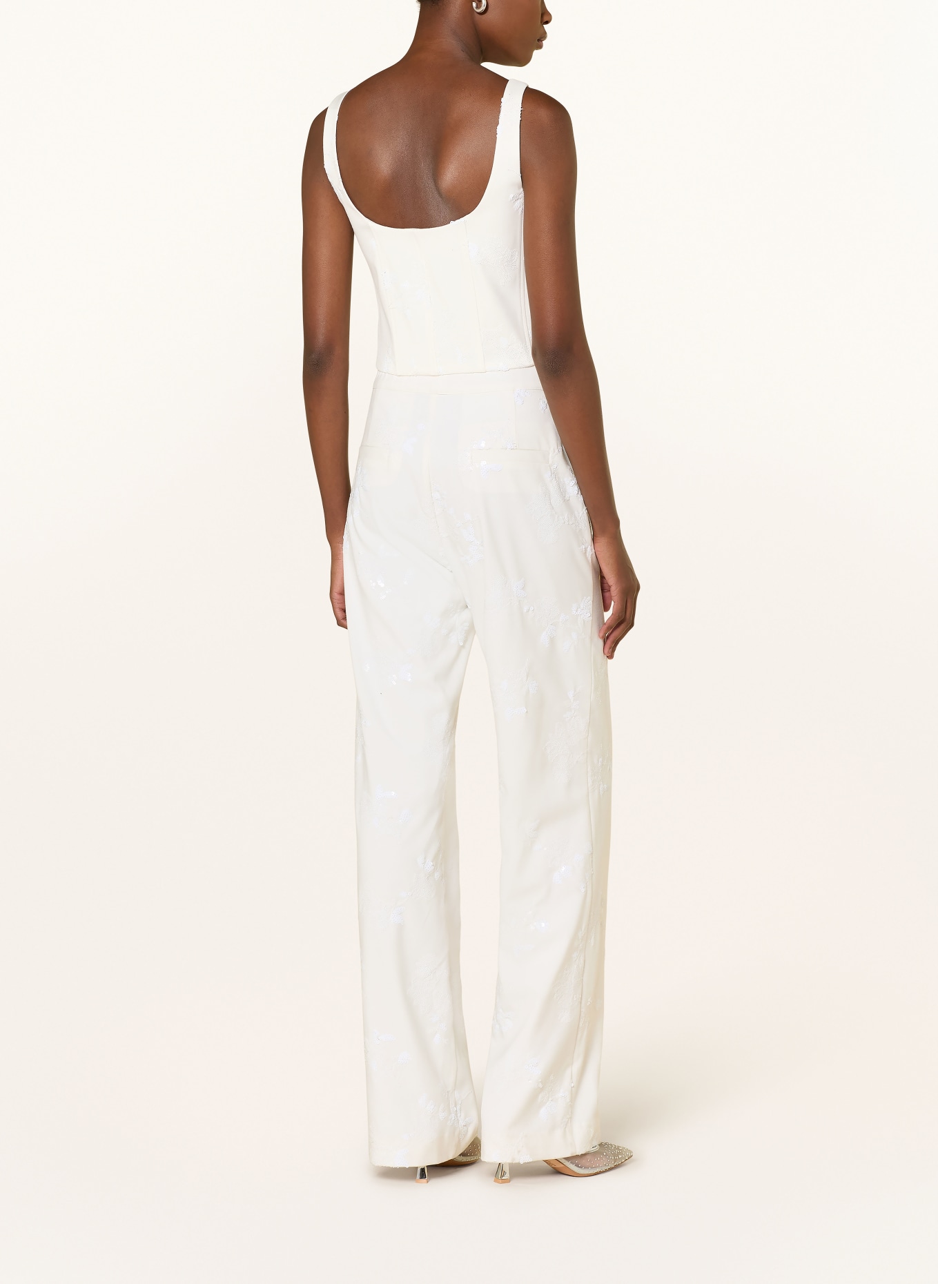 RIANI Cropped-Top mit Pailletten: ECRU