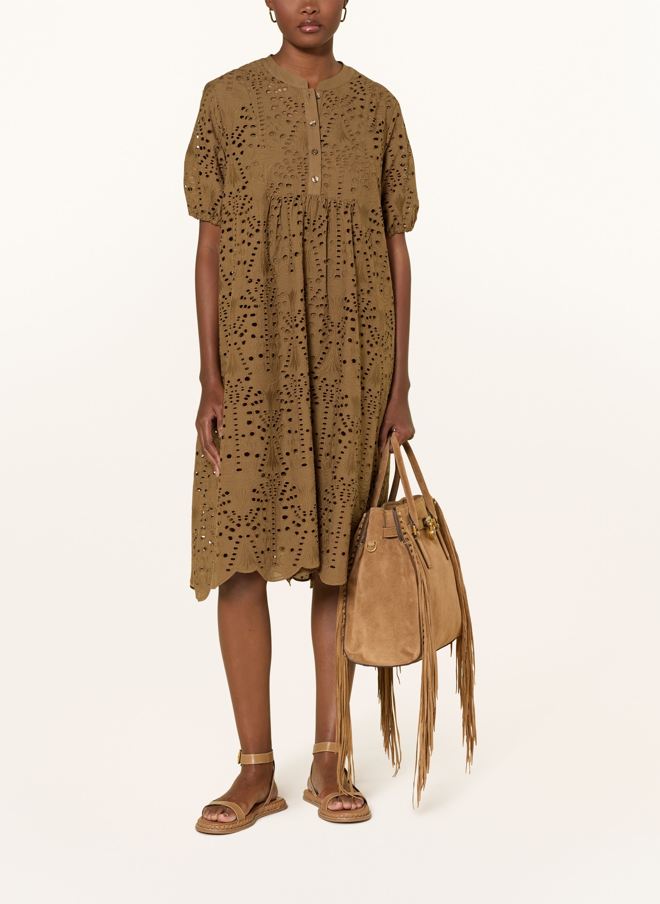 darling harbour Robe à dentelle ajourée: OLIVE