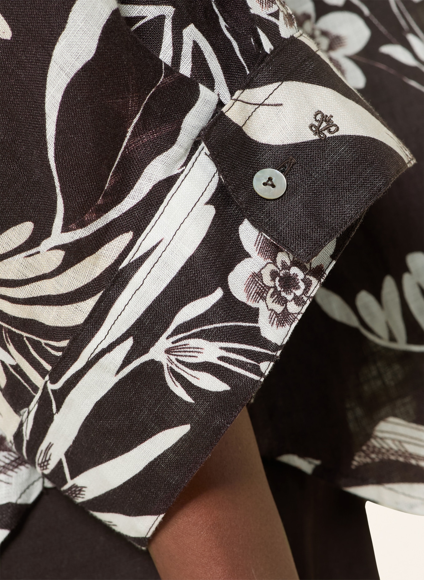 van Laack linen blouse: DARK BROWN / BEIGE / WHITE