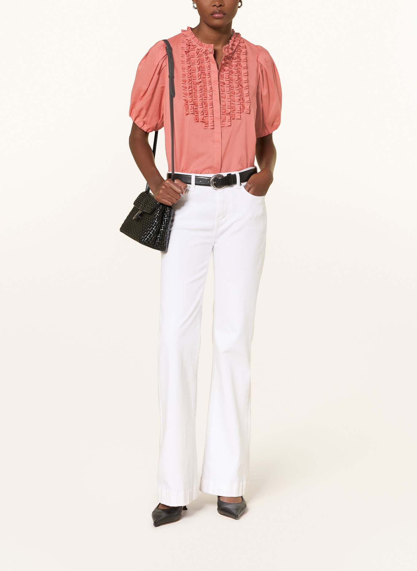 van Laack Bluzka VL-TEONA-XX z falbanami: JASNOCZERWONY