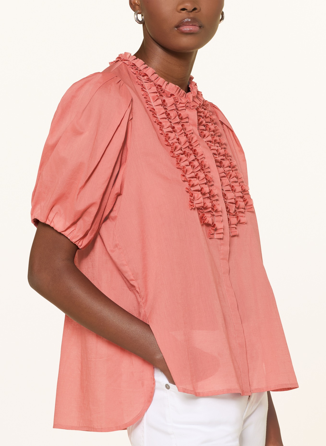 van Laack Bluzka VL-TEONA-XX z falbanami: JASNOCZERWONY