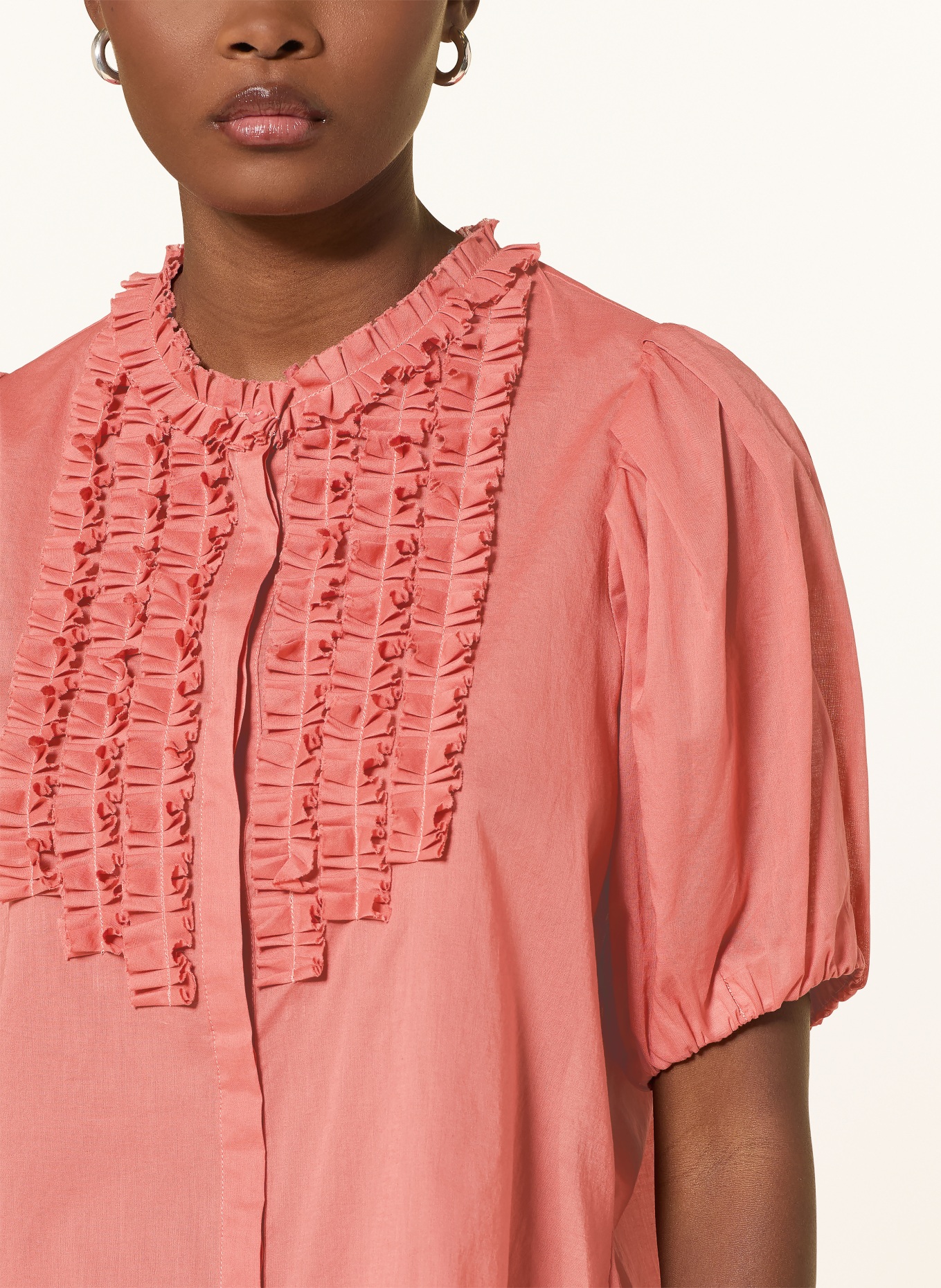 van Laack Bluzka VL-TEONA-XX z falbanami: JASNOCZERWONY