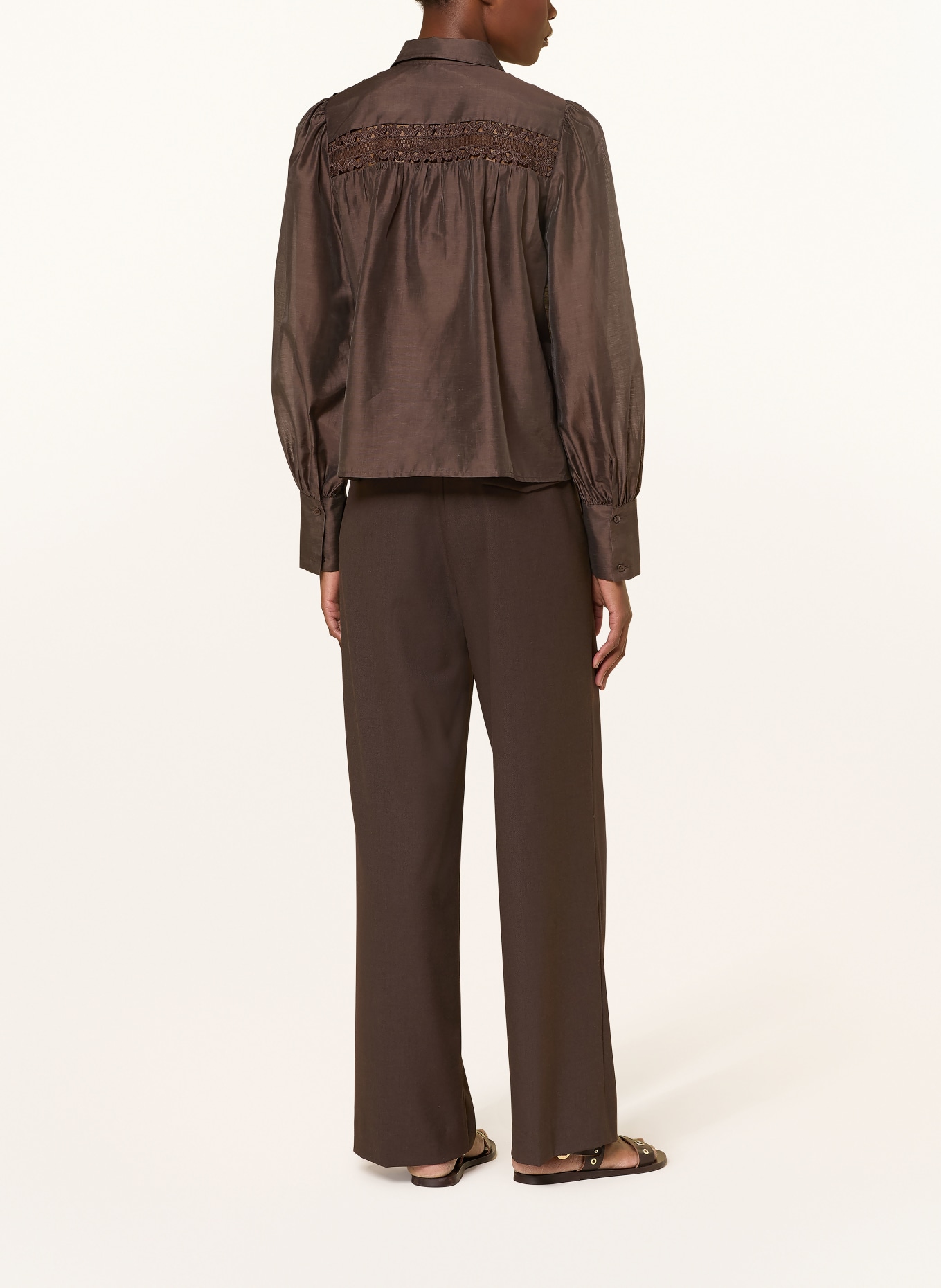 van Laack Hemdbluse VL-ALWIA-PB mit Spitze: DUNKELBRAUN