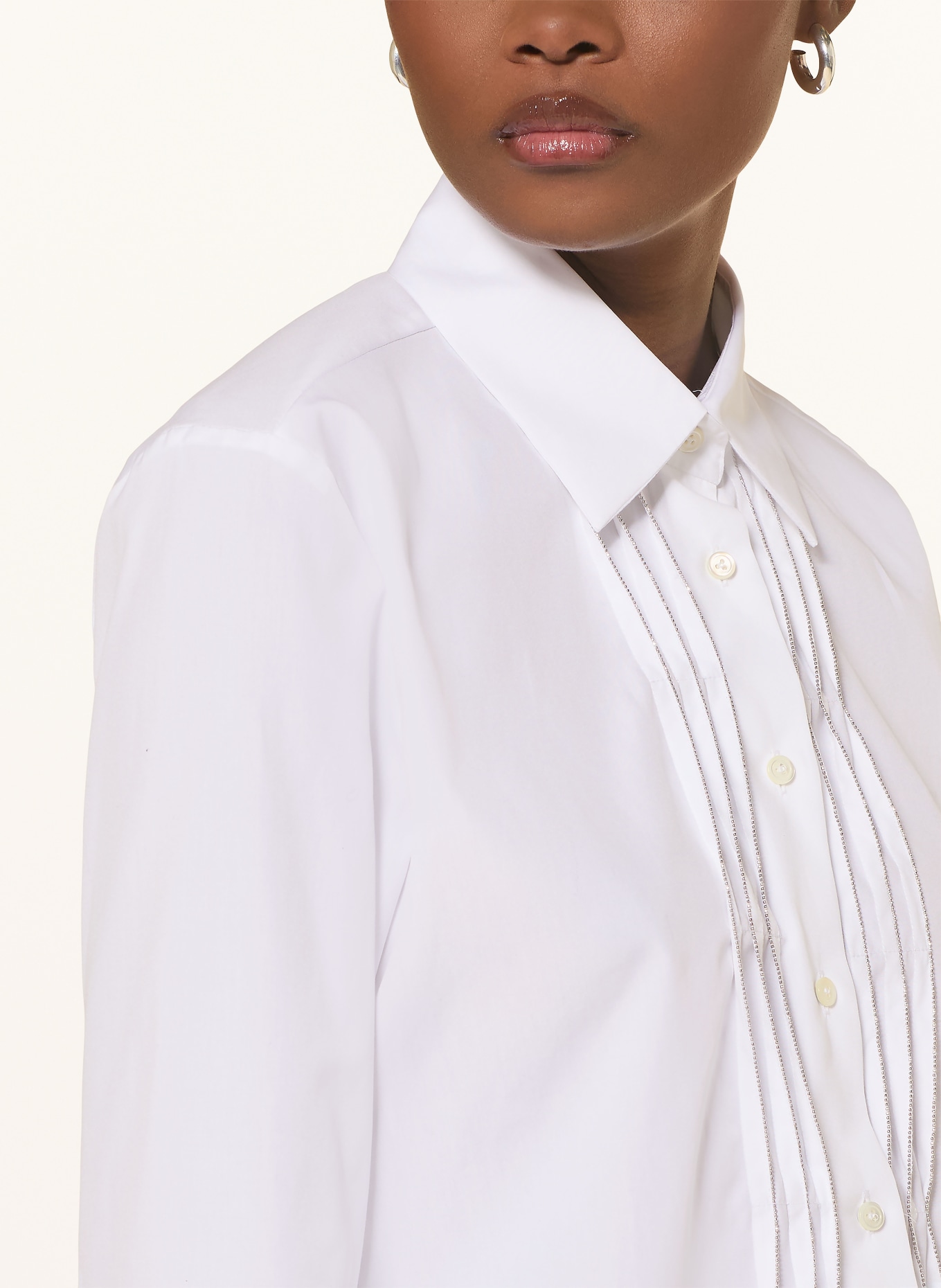 van Laack Hemdbluse VL-CELLIES-PB mit Schmucksteinen: WEISS