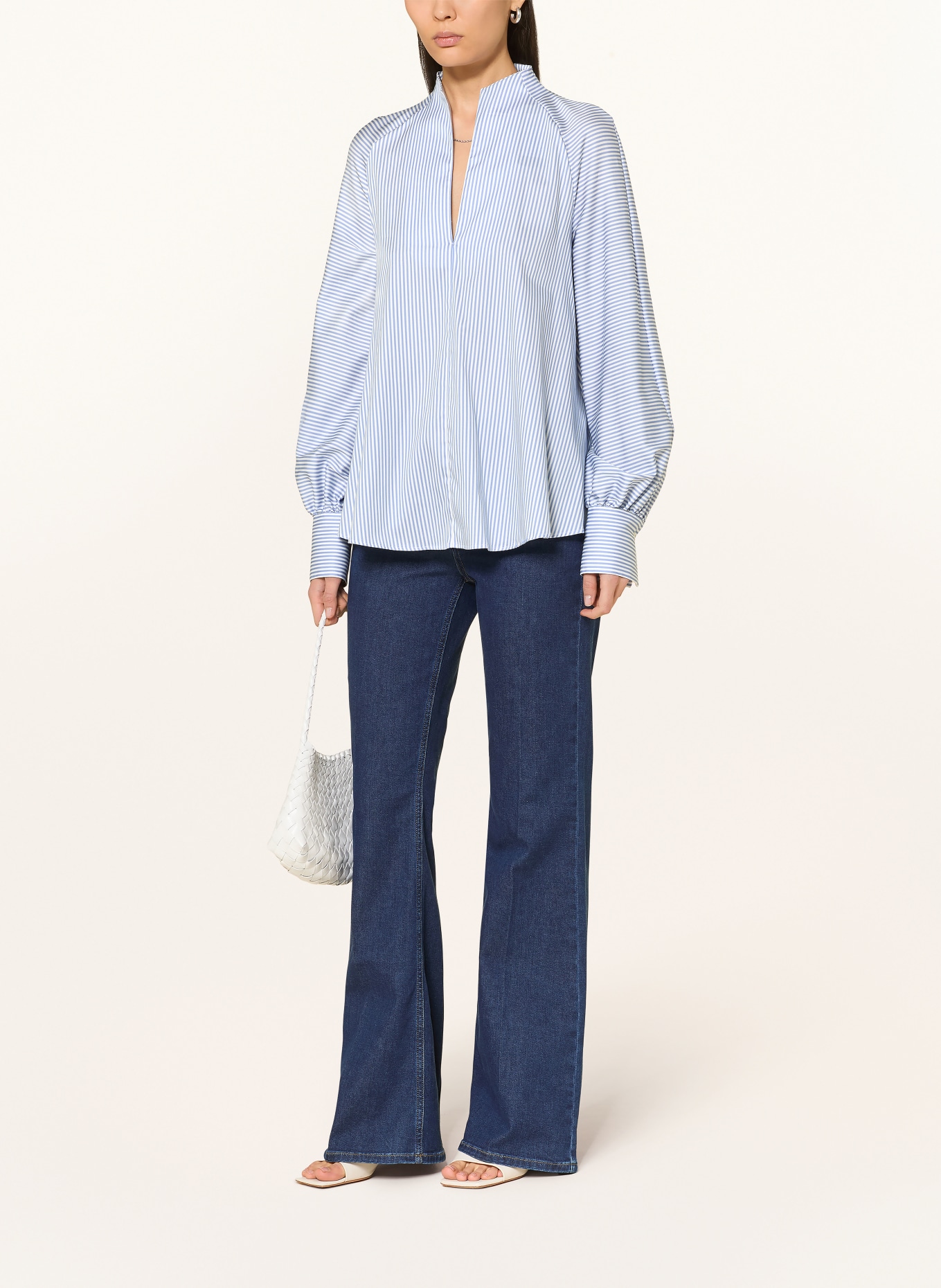 van Laack Blusenshirt VL-ANANI-SGSV: BLAU / WEISS