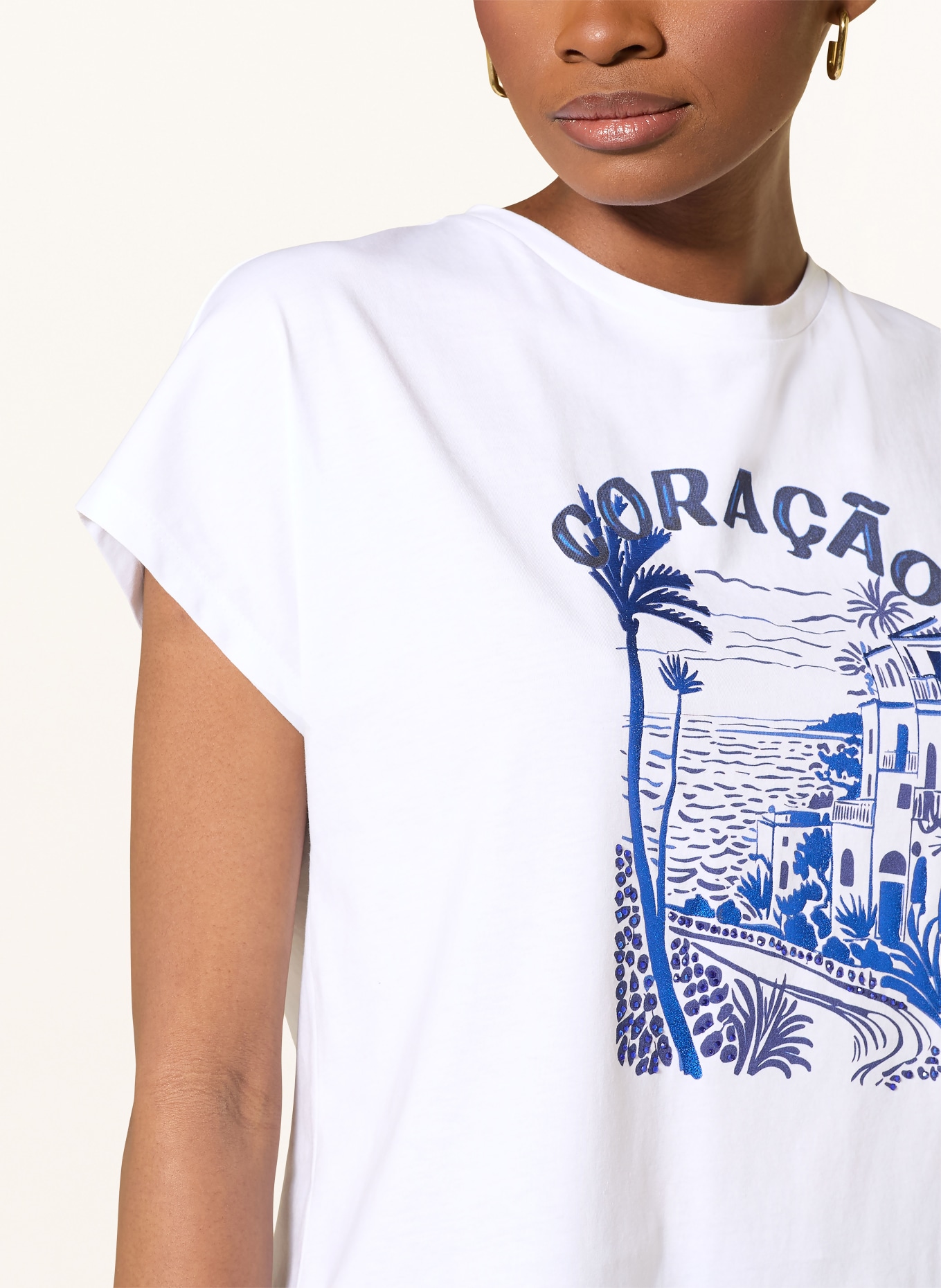 darling harbour T-shirt met strass-steentjes: WHITE