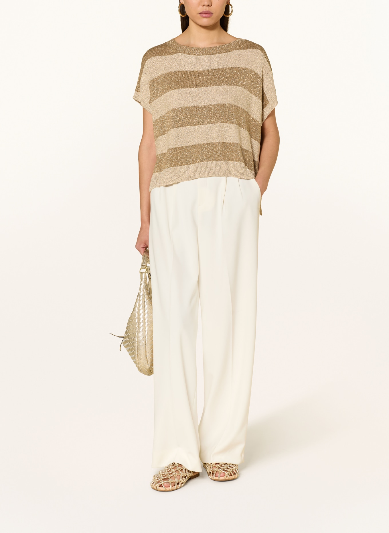 darling harbour Gebreid shirt met glinsterend garen: sand / caramel