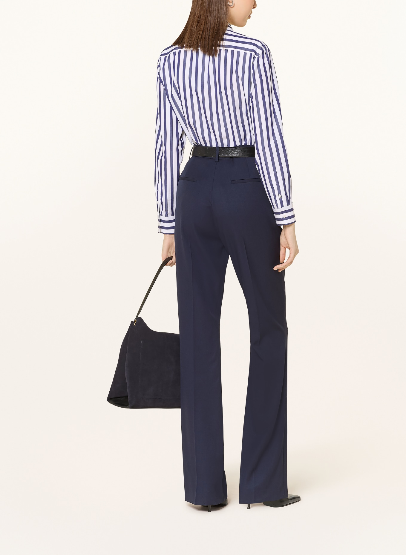 RALPH LAUREN Collection Hemdbluse: WEISS / DUNKELBLAU