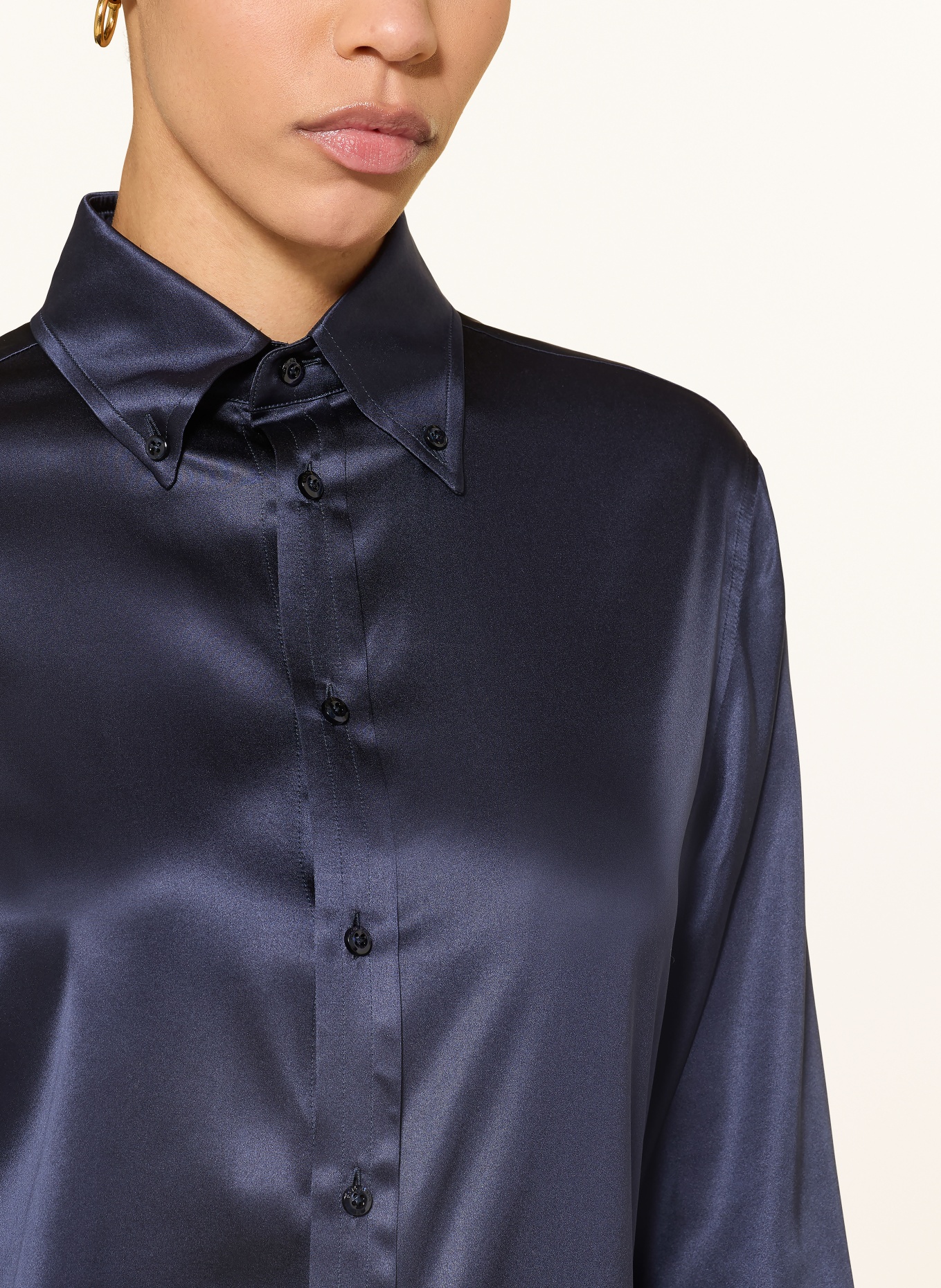RALPH LAUREN Collection CAMERON silk shirt blouse: DARK BLUE