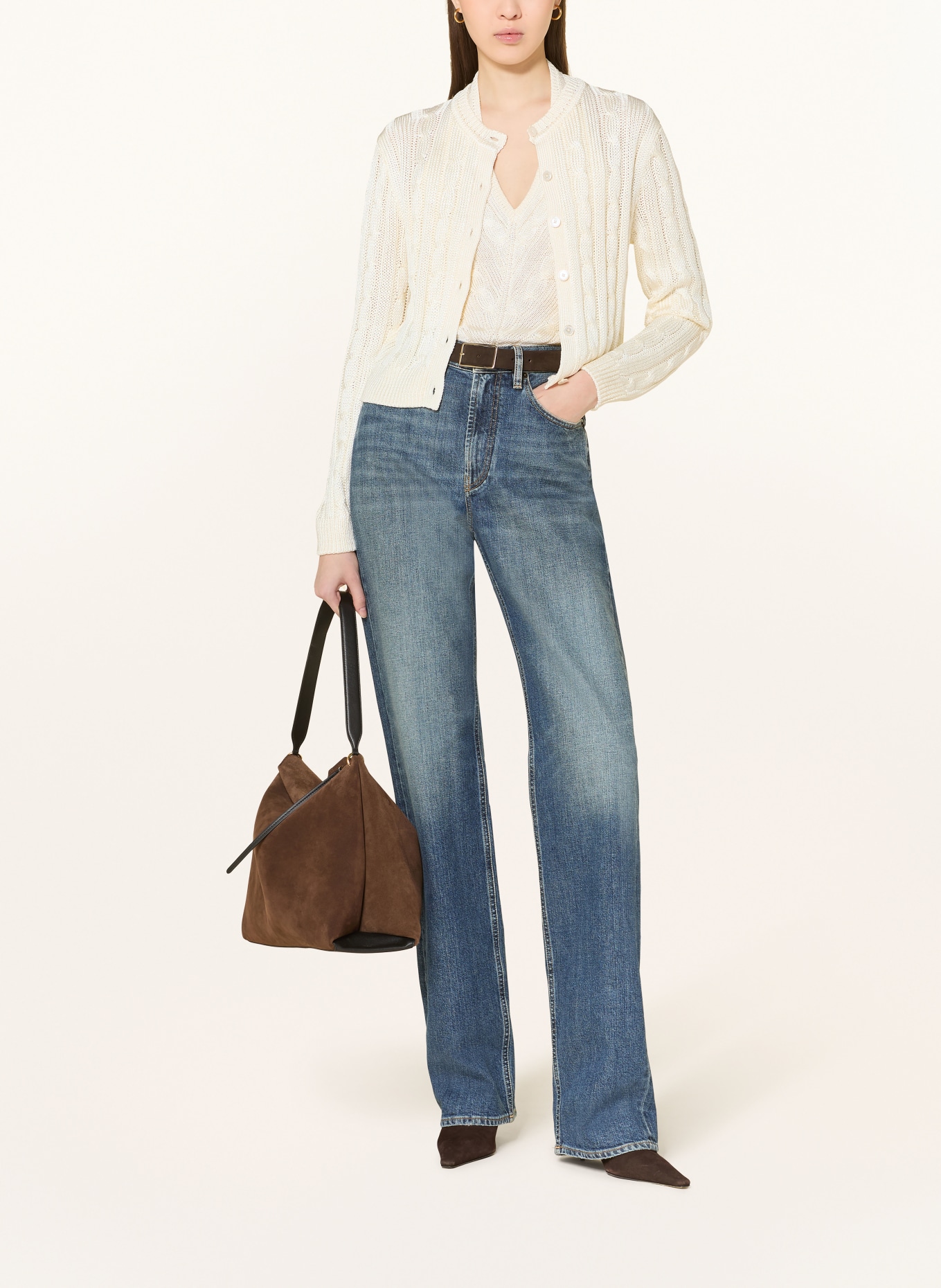 RALPH LAUREN Collection Strickjacke aus Seide: CREME