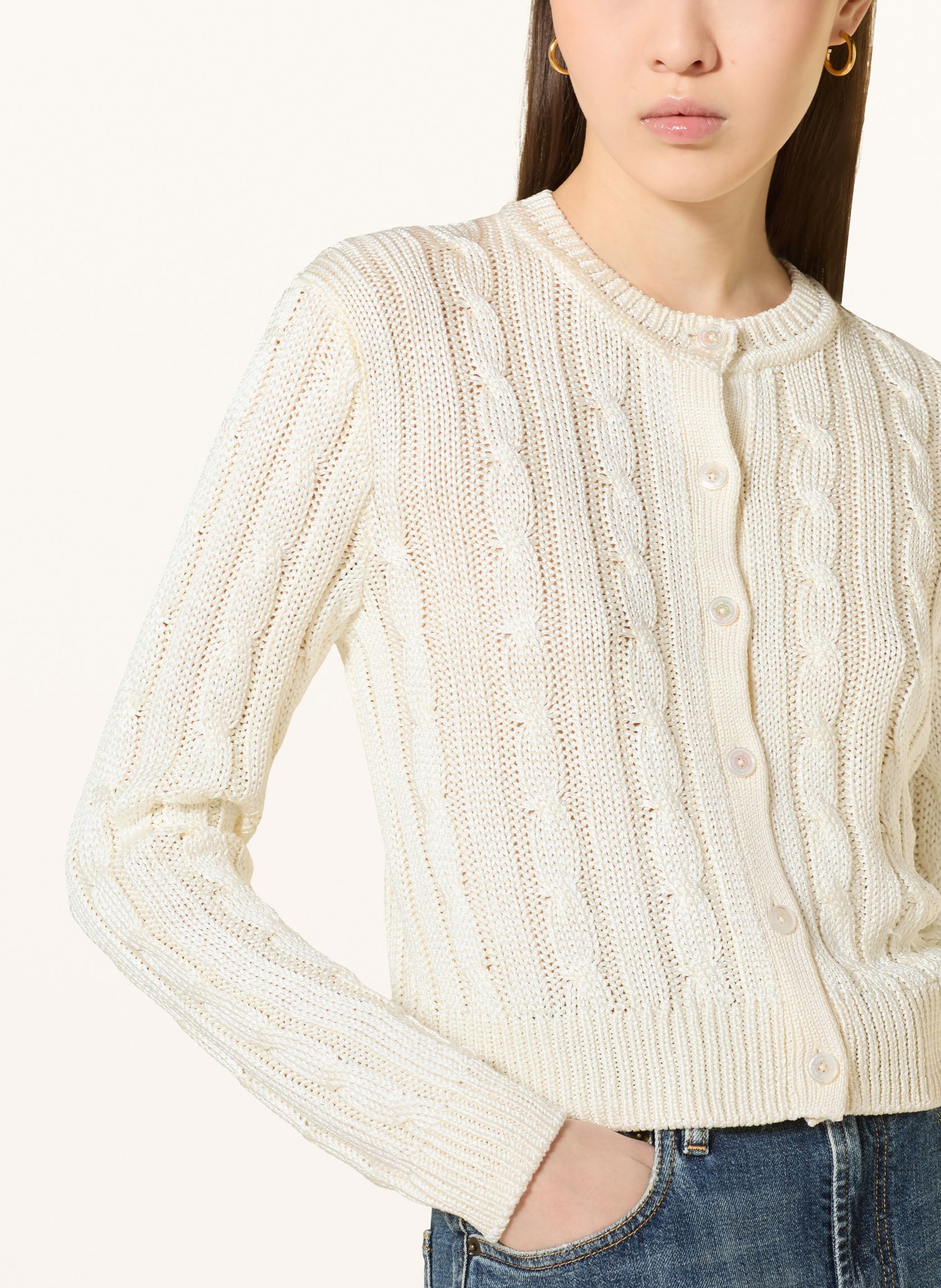 RALPH LAUREN Collection Strickjacke aus Seide: CREME