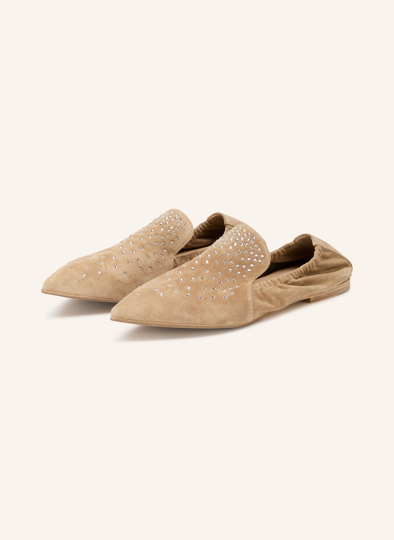 KENNEL & SCHMENGER GRETA ballerina flats with gemstones: LIGHT BROWN