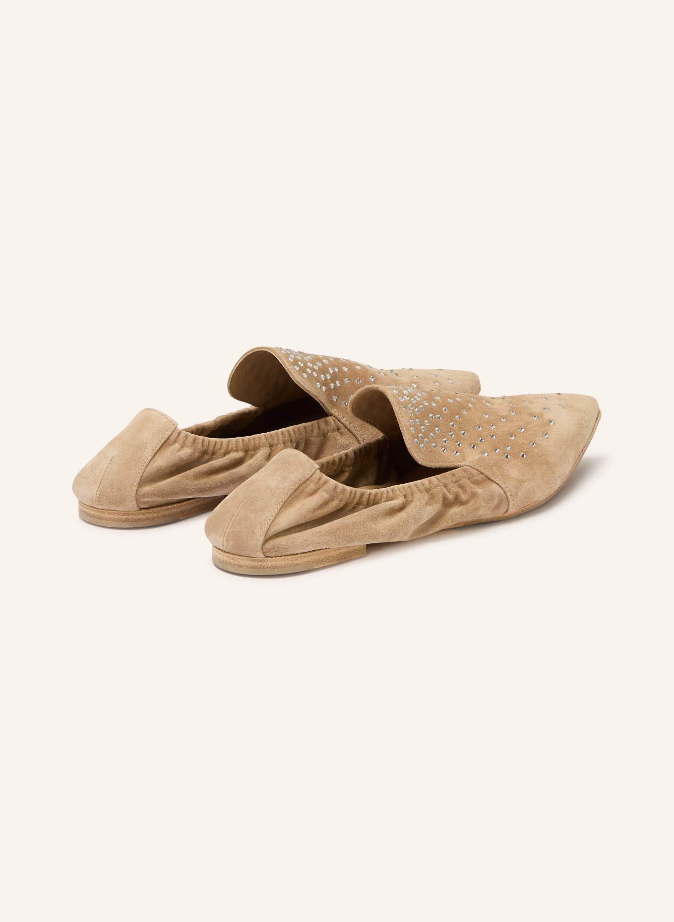 KENNEL & SCHMENGER GRETA ballerina flats with gemstones: LIGHT BROWN