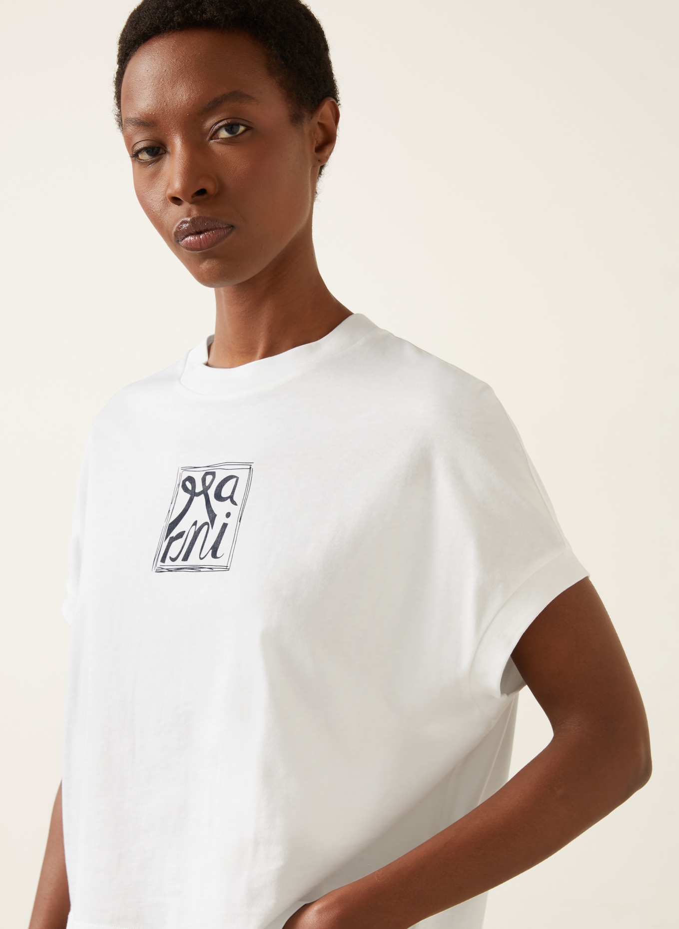 MARNI T-shirt: WHITE / DARK BLUE