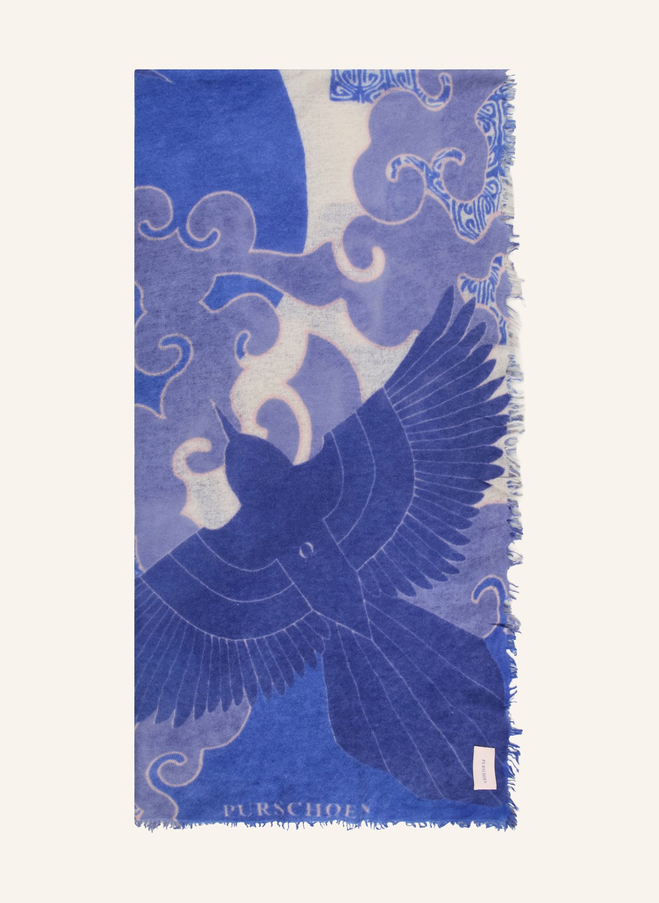 PURSCHOEN Cashmere scarf HIMMELSFLUG: BLUE / LIGHT GRAY