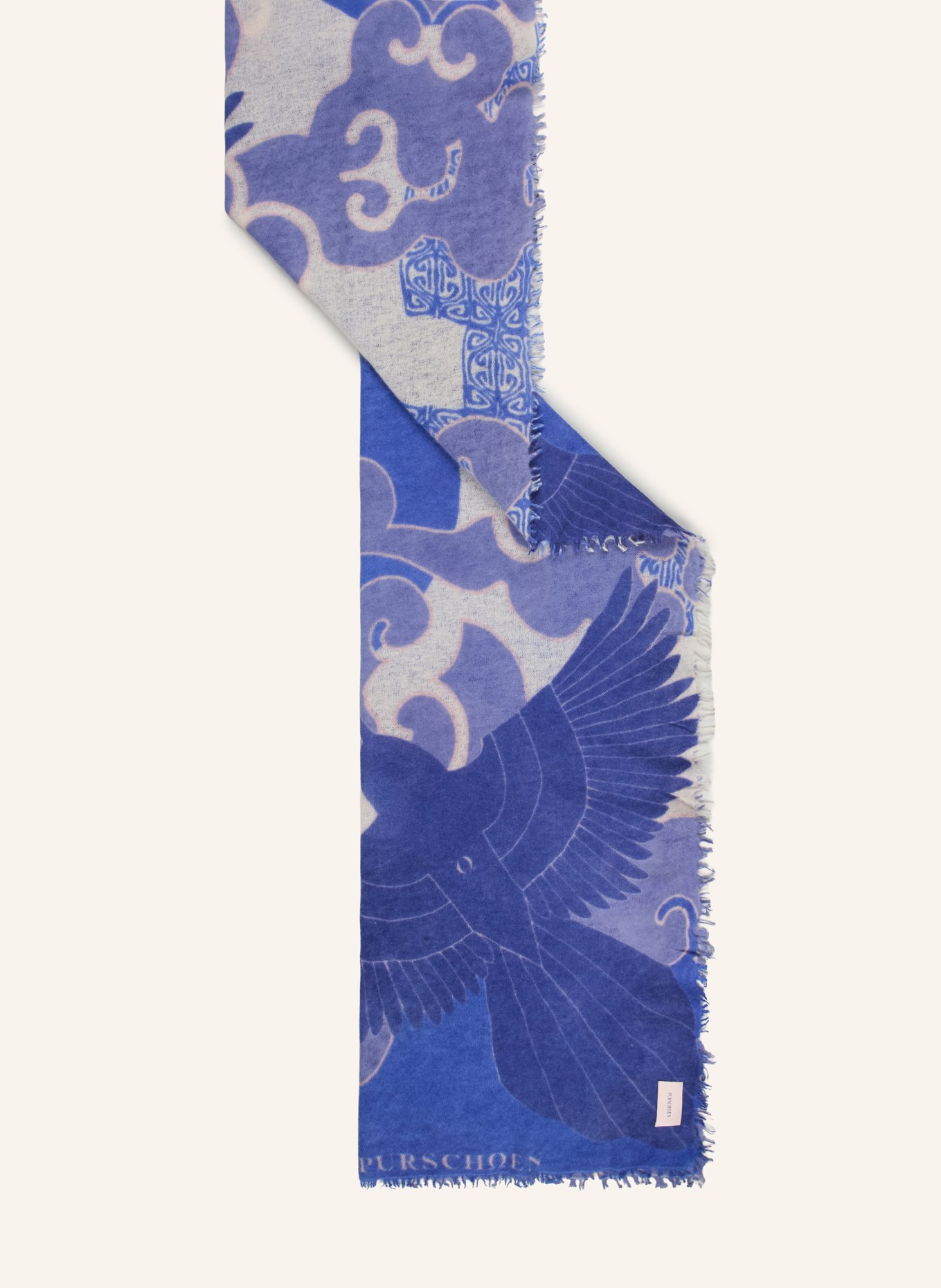 PURSCHOEN Cashmere scarf HIMMELSFLUG: BLUE / LIGHT GRAY