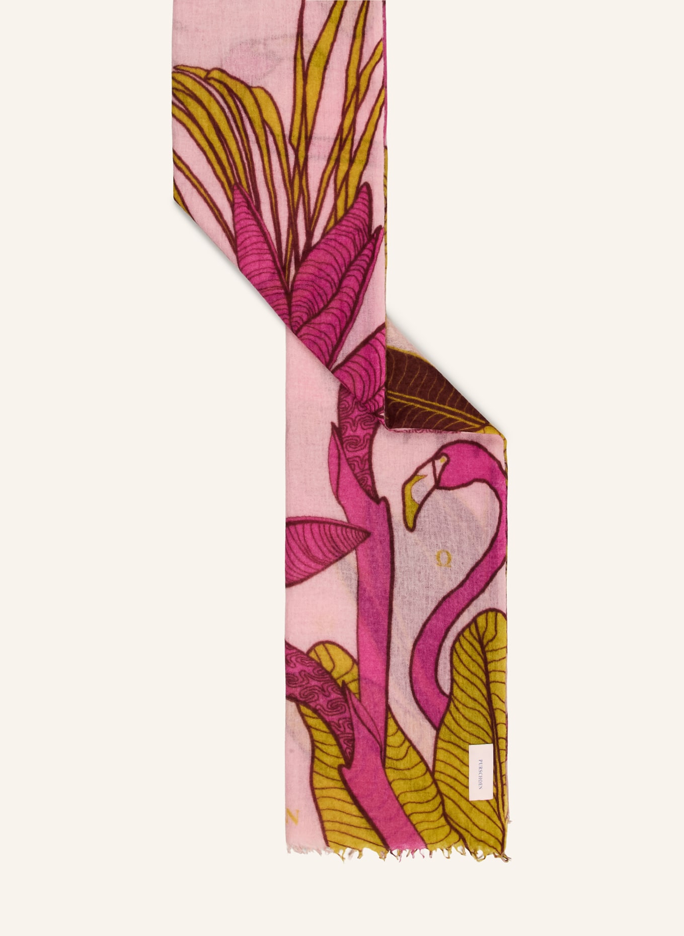 PURSCHOEN Cashmere scarf FLAMINGO: PINK / PINK / LIGHT GREEN